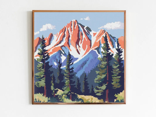 Colorado Mountains Cross Stitch Sewing Embroidery Pattern Instant Mountain X-Stitch Landscape Cottagecore Needlework A