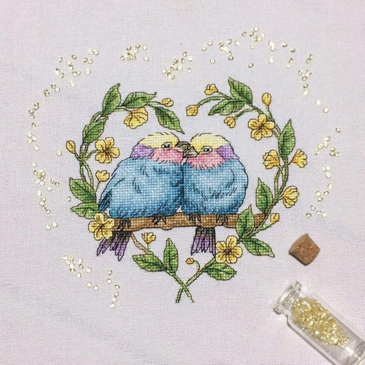 Cross Stitch Pattern Bird romance DMC Chart Embroidery Printable PDF Instant Download