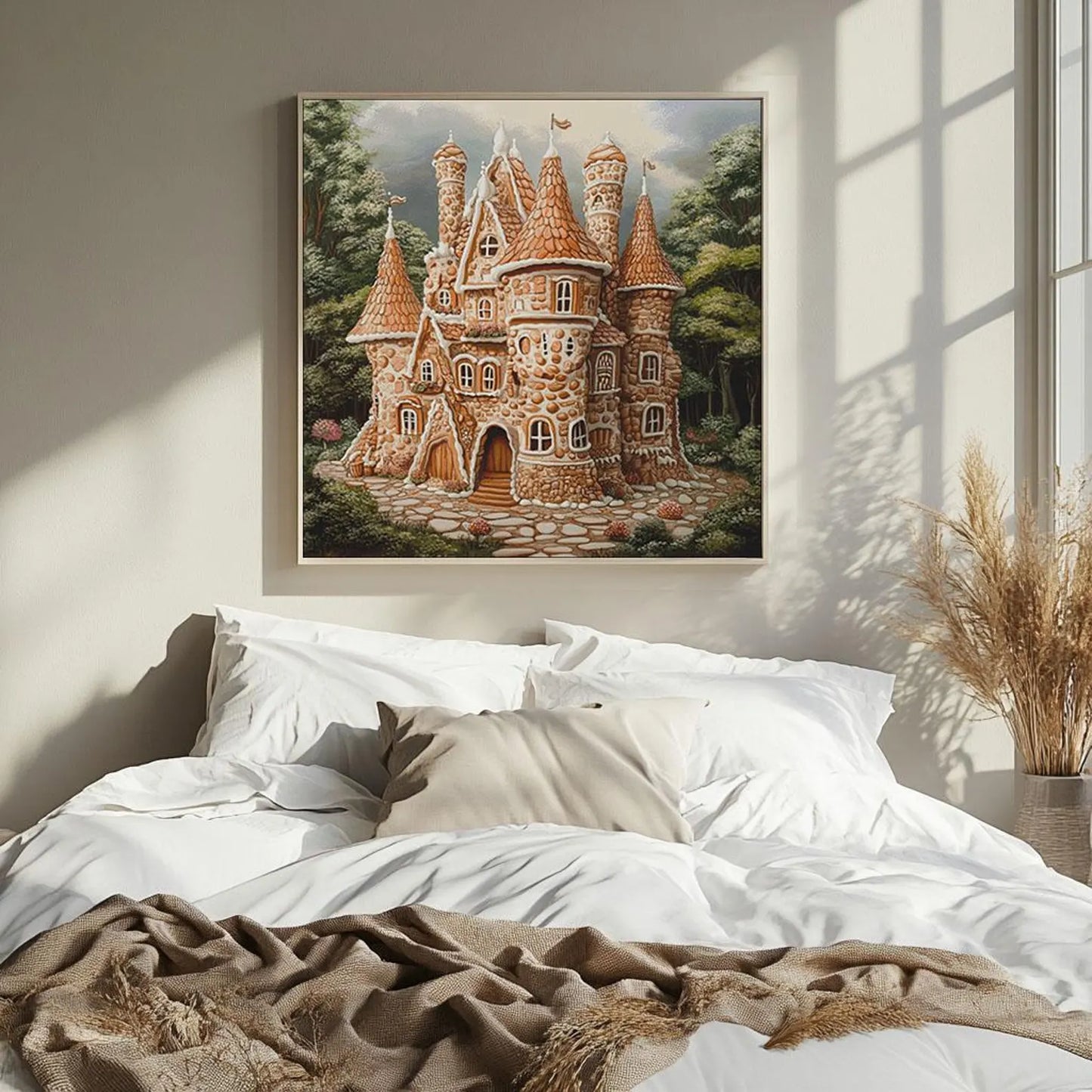 Cross Stitch Pattern PDF Gingerbread House, embroidery file, digital pattern, embroidery designs, gnome cross stitch pattern, fantasy castle