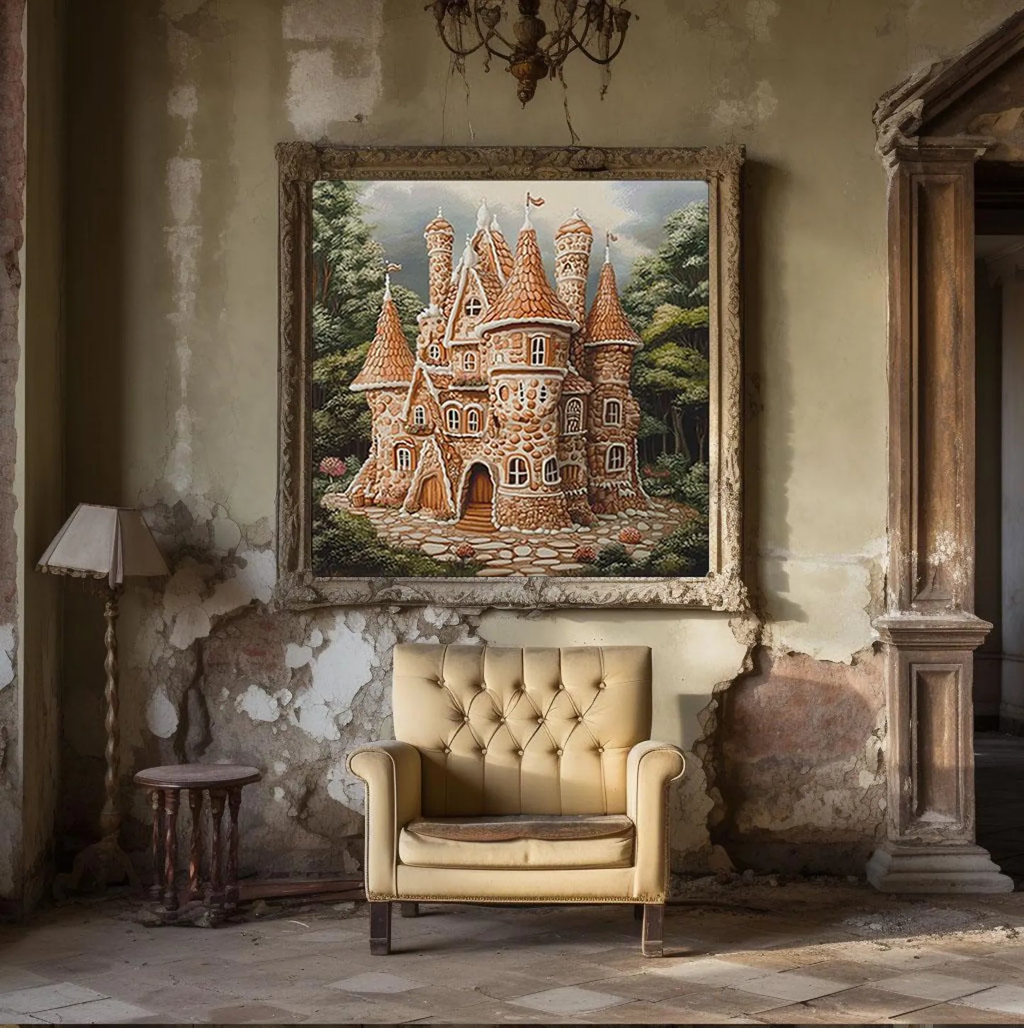 Cross Stitch Pattern PDF Gingerbread House, embroidery file, digital pattern, embroidery designs, gnome cross stitch pattern, fantasy castle