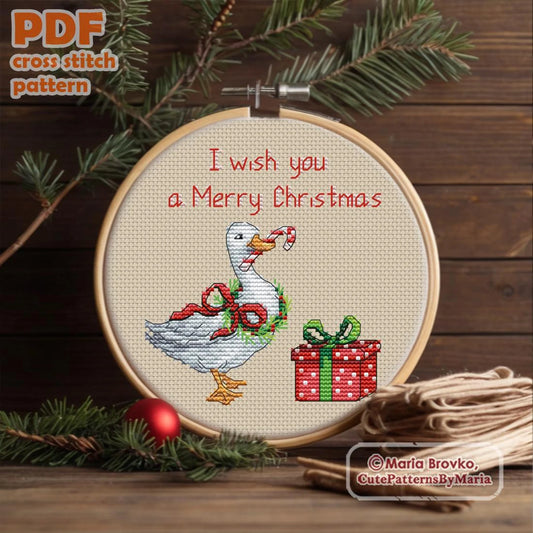 Cross Stitch Pattern Christmas goose DMC Chart Printable PDF Instant Download