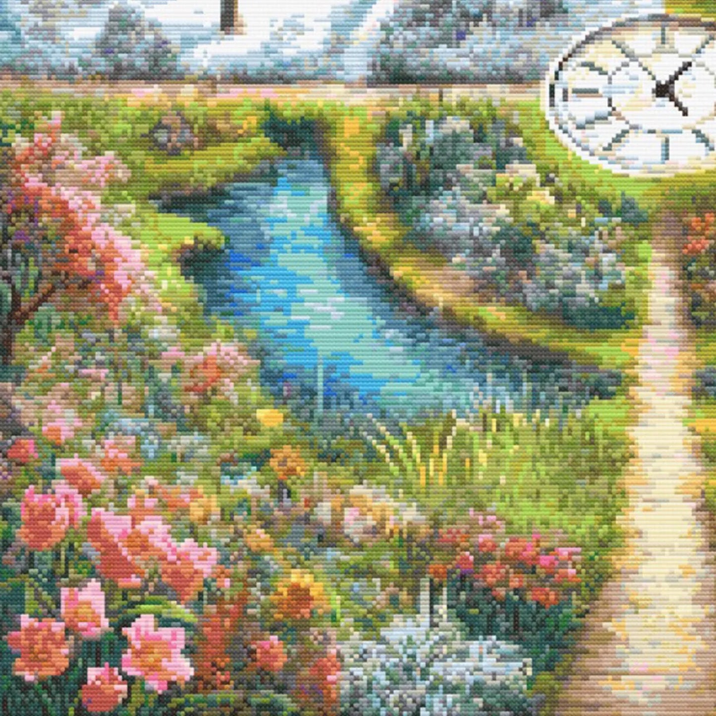 A Stitch in Time Cross Stitch Pattern - Seasonal Garden Landscape, Four Seasons Embroidery, Temperature Design, Digital PDF Download