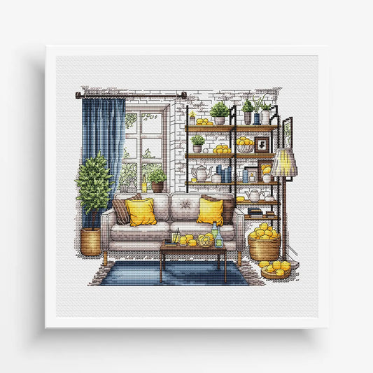 Cross Stitch Patterns, Lemons cross pattern, Interior embroidery, Decorative embroidery, Lemons room embroidery