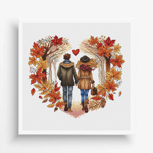 Autumn Cross Stitch Pattern PDF, Autumn Leaves Embroidery, Funny Gift, Embroidery Design Digital File, Autumn love Hand Embroidery