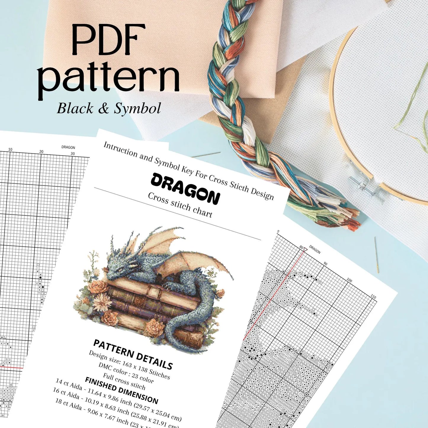 Dragon Cross stitch Pattern, Dragon Cross Stitch, Cross Stitch Pattern, cross stitch kit, PDF Pattern
