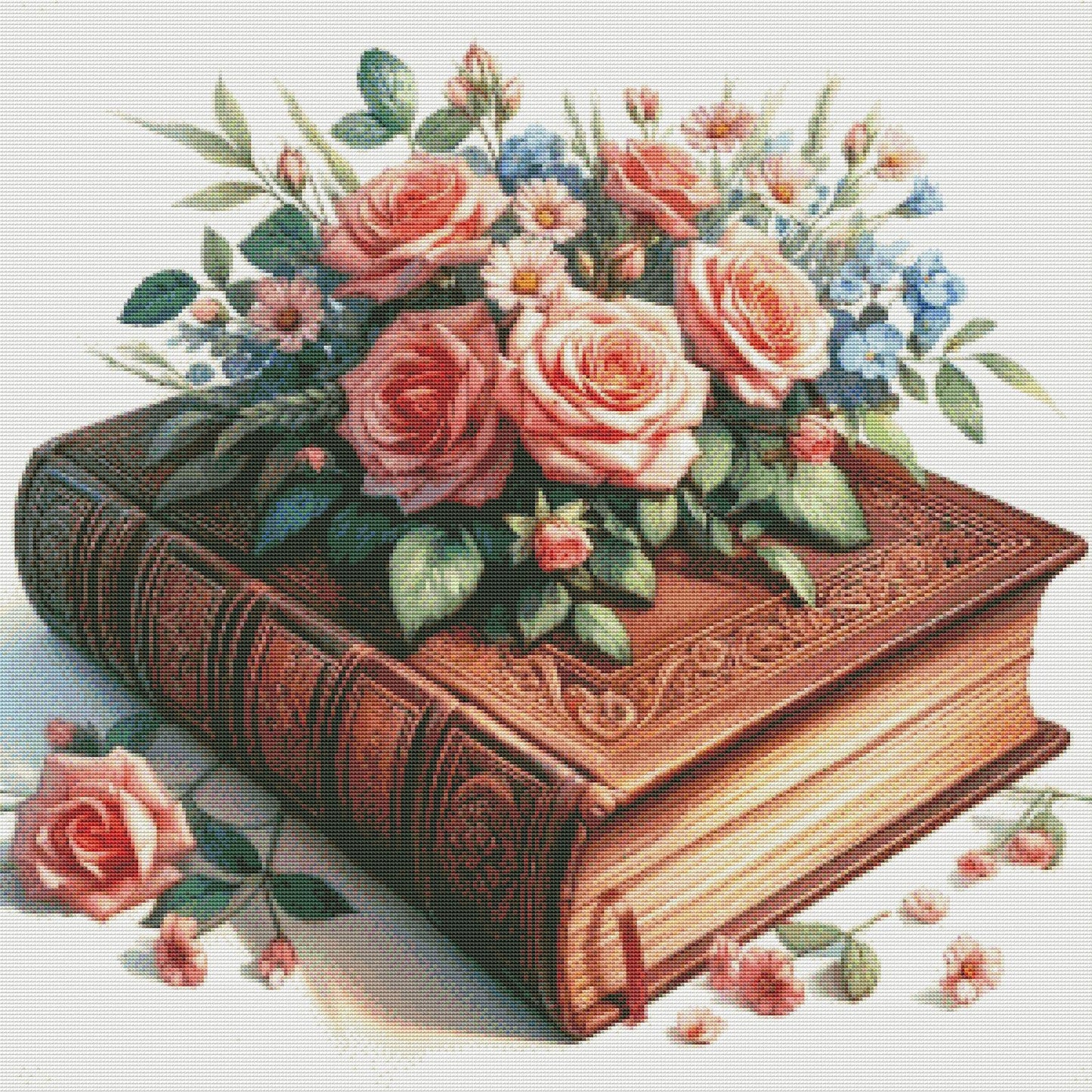 Flower Book Counted Cross Stitch Pattern Vintage floral chart Bouquet of Roses Digital Pattern PDF Red roses Embroidery Needlepoint Chart
