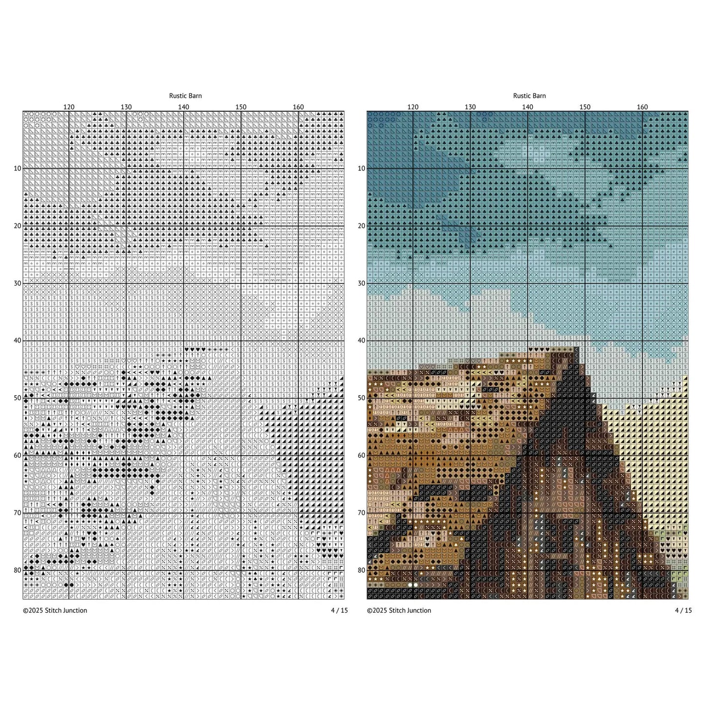 Rustic Barn Cross Stitch Pattern – Vintage Farmhouse Needlework Design. Digital Download