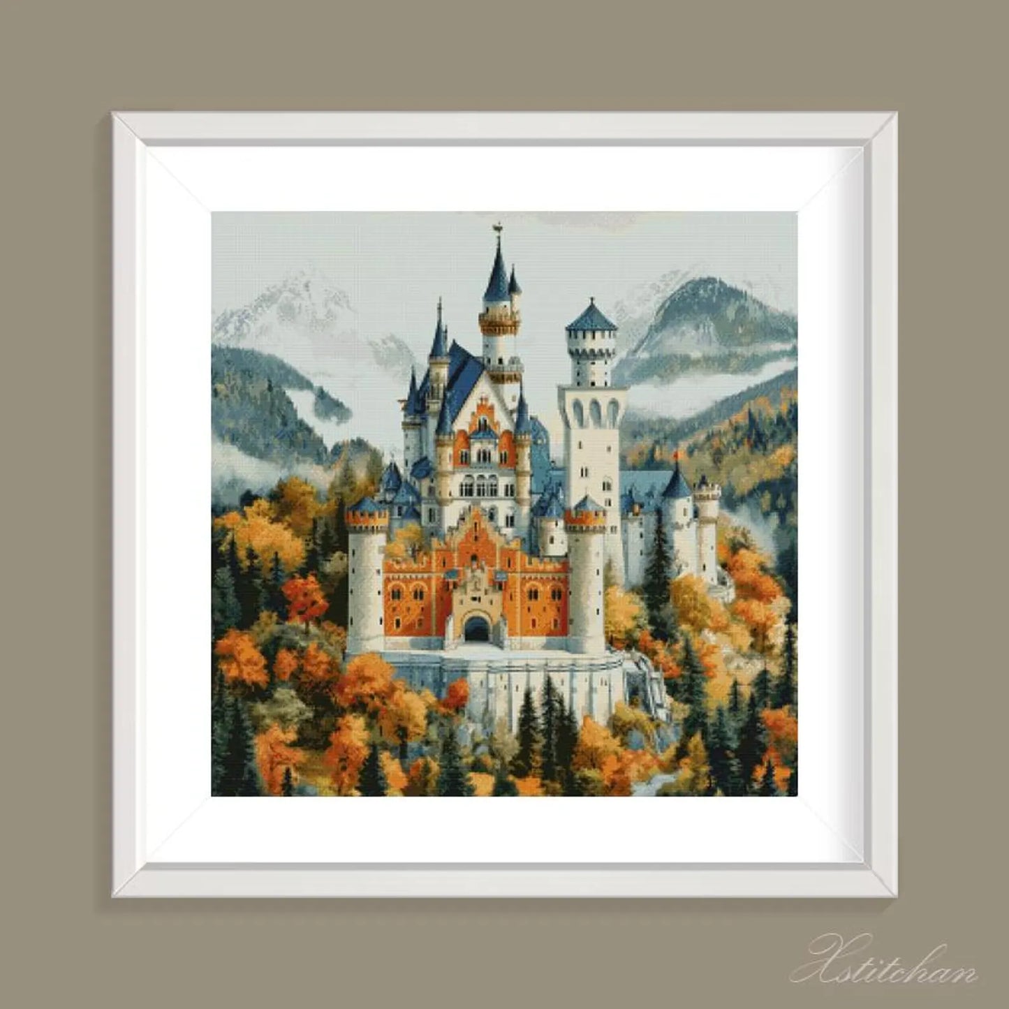 PCP0144 Neuschwanstein Castle full coverage cross stitch pattern PDF Cross Stitch chart Cross Stitch pattern Instant PDF Download