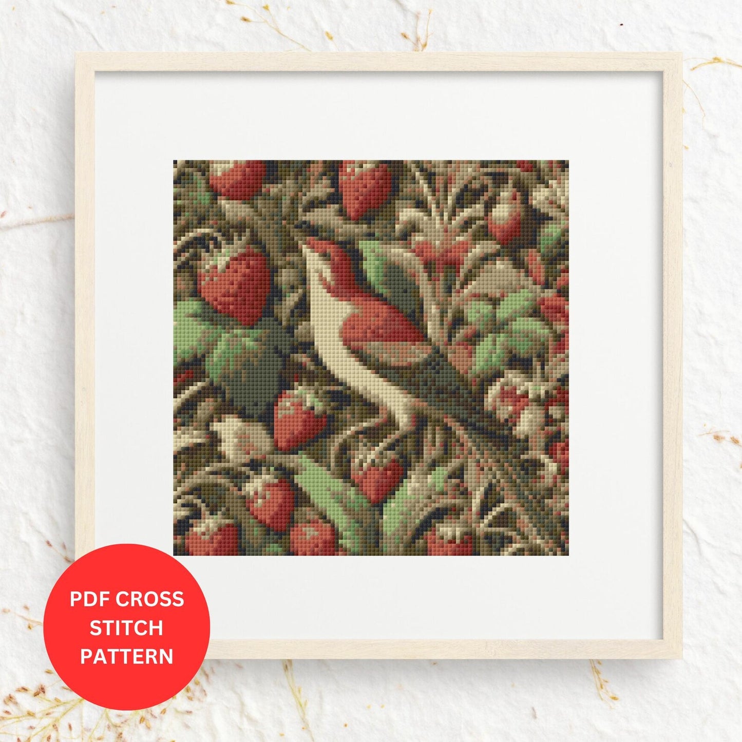 William Morris Inspired Strawberry Thief Cross Stitch Pattern | Digital PDF File for DIY Crafting
