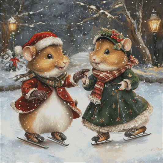 Cross Stitch Pattern PDF Christmas Hamsters in love, digital desing, dms, christmas tree, christmas cross stitch pattern, embroidery pattern