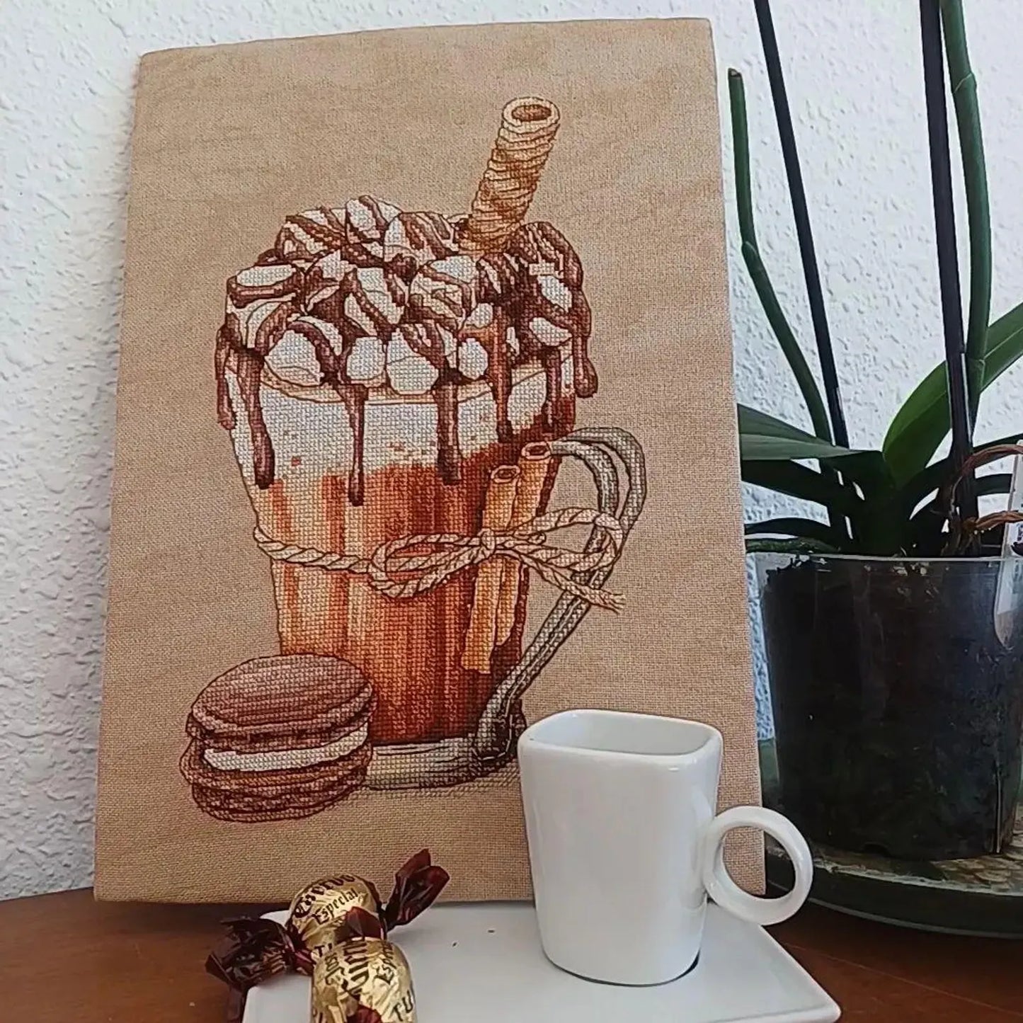 Cross Stitch Pattern Cocoa with marshmallows DMC Chart Embroidery Printable PDF Instant Download