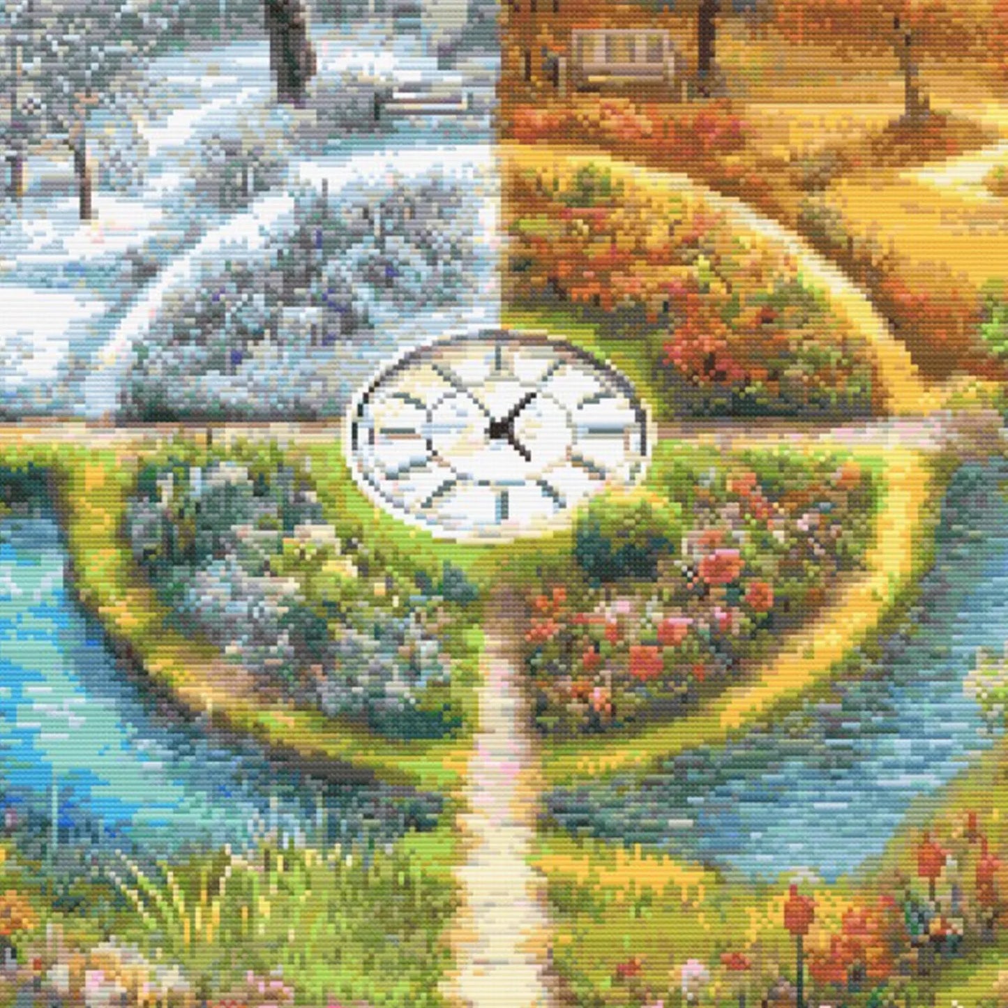 A Stitch in Time Cross Stitch Pattern - Seasonal Garden Landscape, Four Seasons Embroidery, Temperature Design, Digital PDF Download