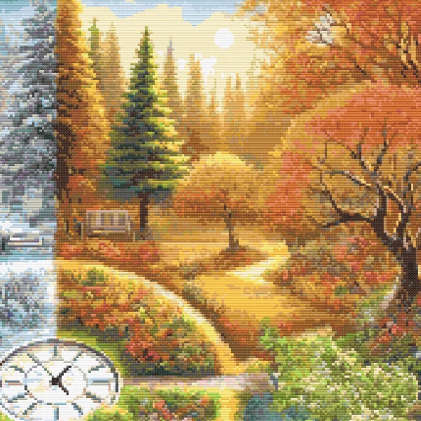 A Stitch in Time Cross Stitch Pattern - Seasonal Garden Landscape, Four Seasons Embroidery, Temperature Design, Digital PDF Download