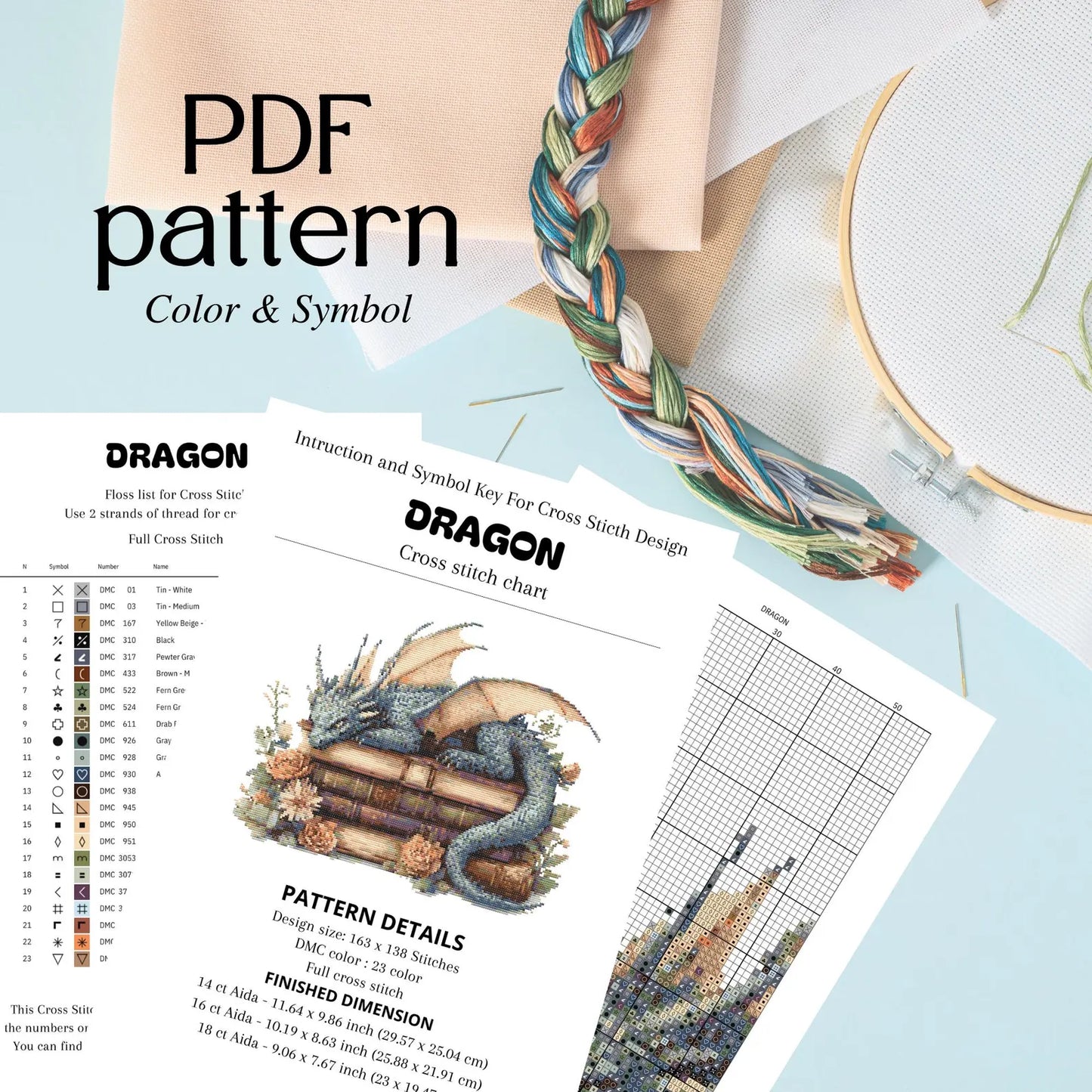 Dragon Cross stitch Pattern, Dragon Cross Stitch, Cross Stitch Pattern, cross stitch kit, PDF Pattern