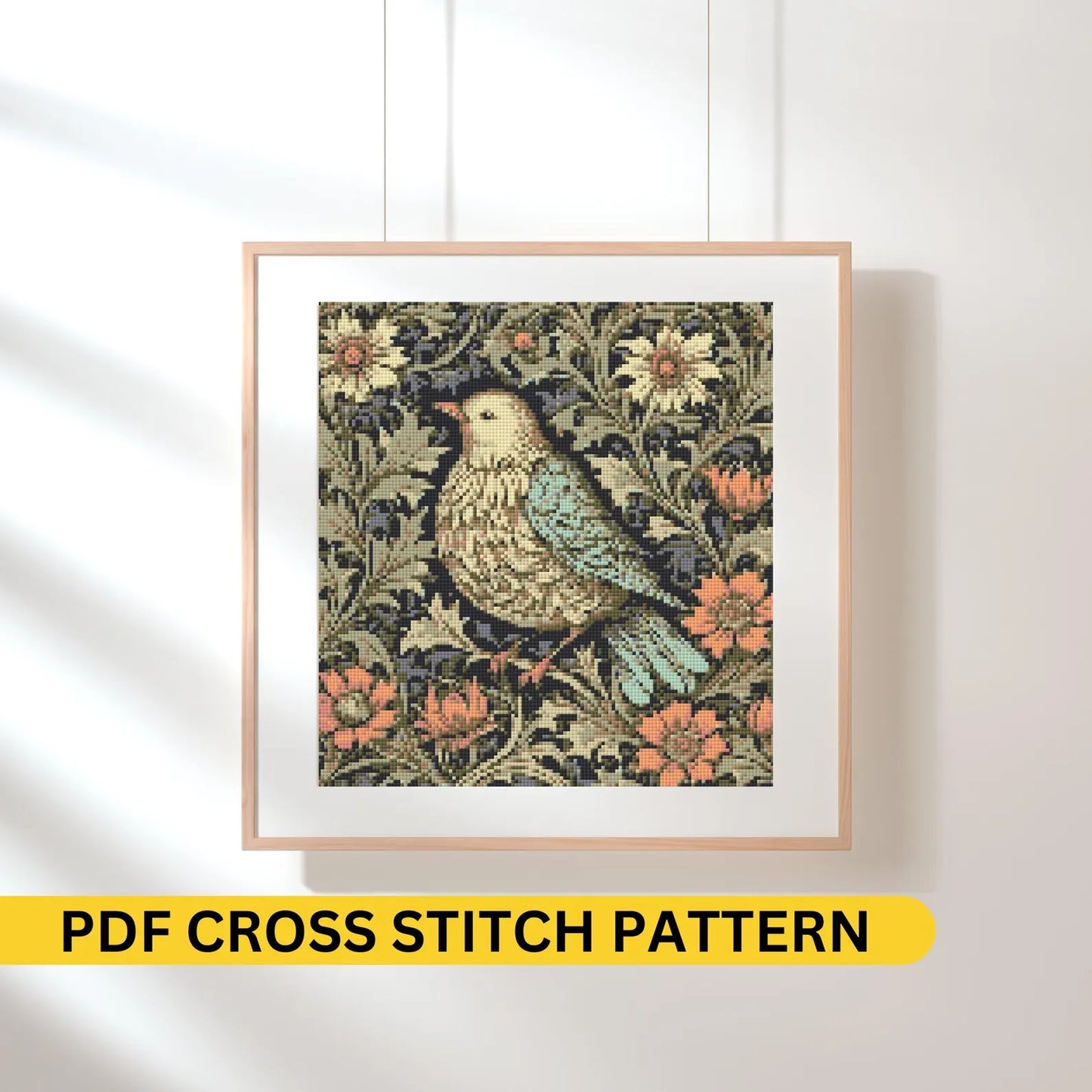 William Morris Birds wallpaper Floral Design Cross Stitch Pattern Morris Cross Stitch Pdf Famous Painting Floral Embroidery