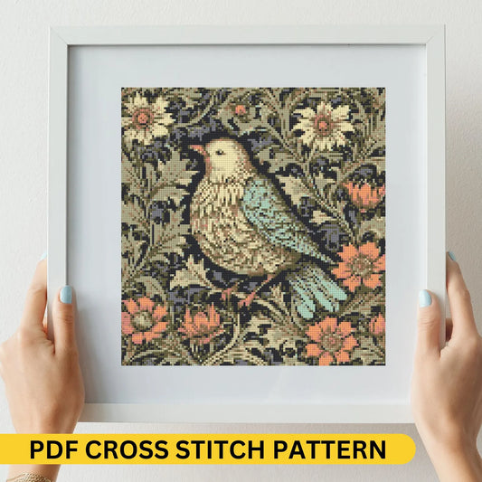 William Morris Birds wallpaper Floral Design Cross Stitch Pattern Morris Cross Stitch Pdf Famous Painting Floral Embroidery