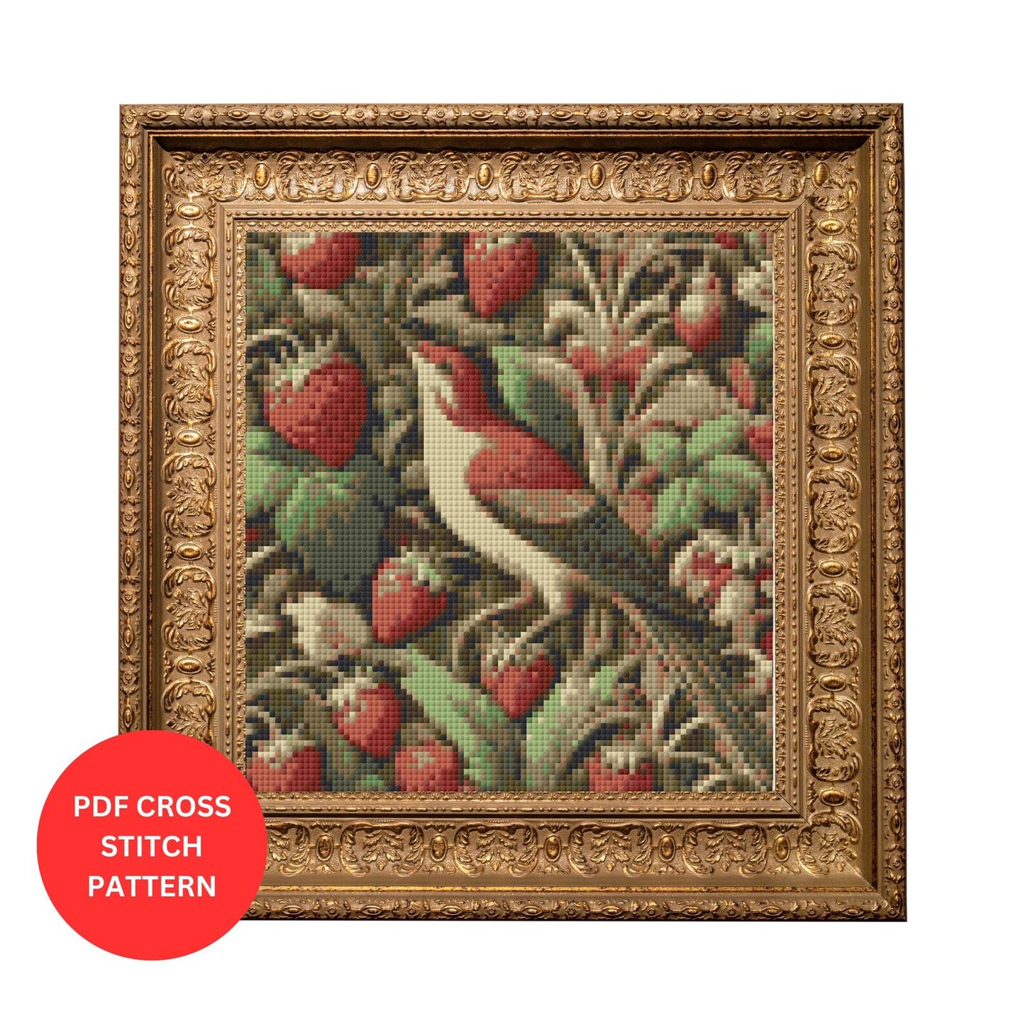 William Morris Inspired Strawberry Thief Cross Stitch Pattern | Digital PDF File for DIY Crafting