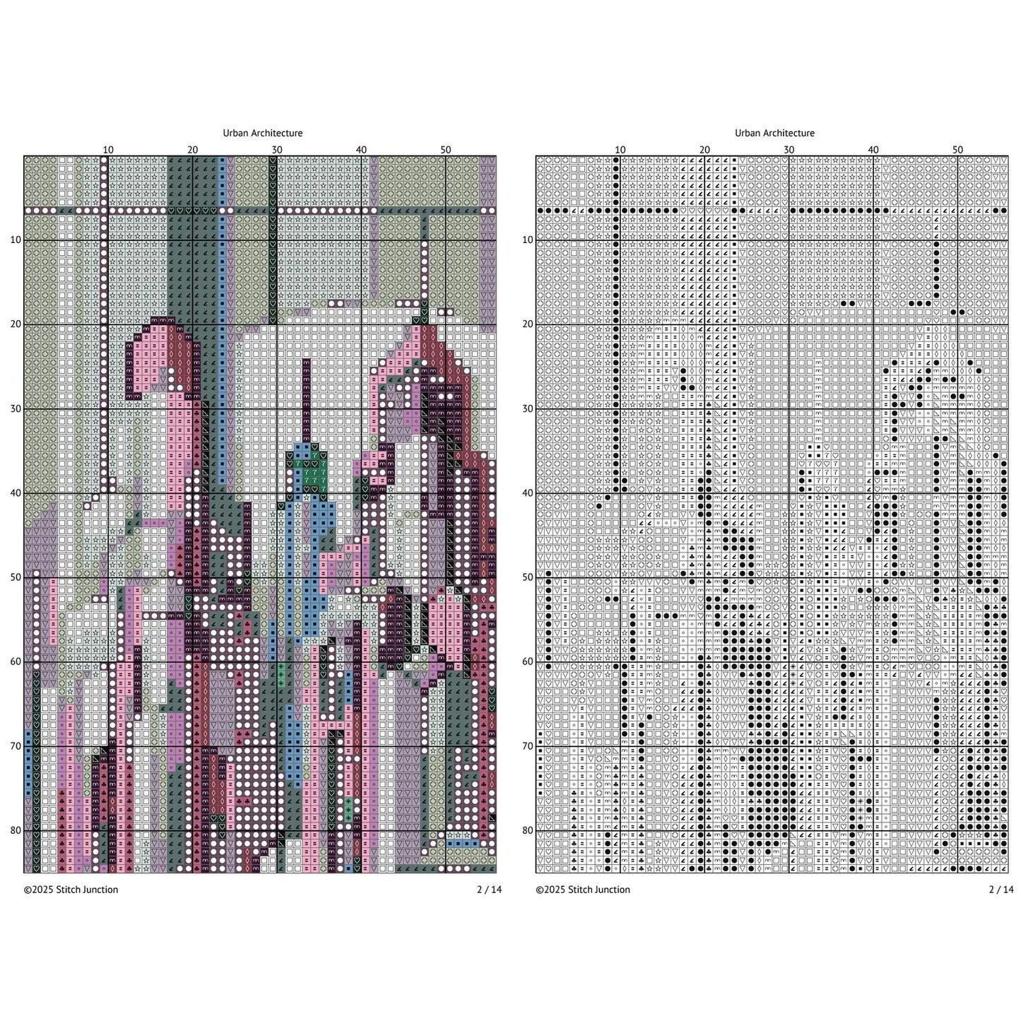 Art Deco City Cross Stitch Pattern – Modern Geometric Skyline, Urban Architecture Embroidery, Digital PDF Download.