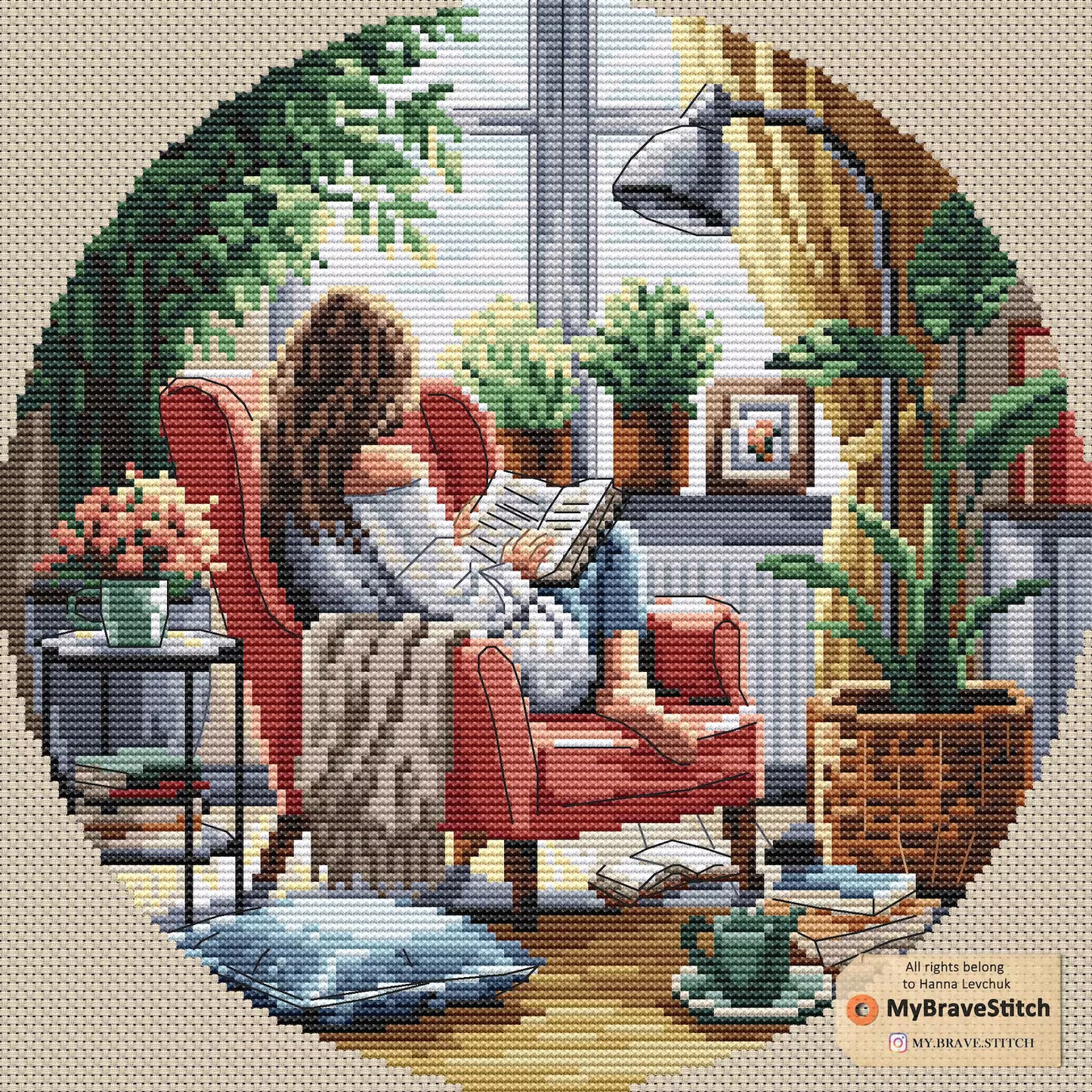 Cozy Reading Girl Cross Stitch Pattern, Cross stitch, punto de cruz, point de croix, crossstitch pattern, cross stitch pattern pdf