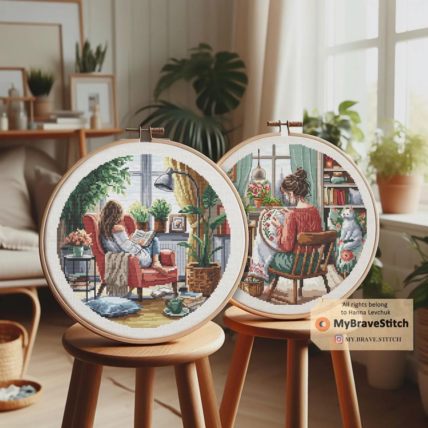 Cozy girls Cross Stitch Pattern, Cross stitch, punto de cruz, point de croix, crossstitch pattern, cross stitch pattern pdf