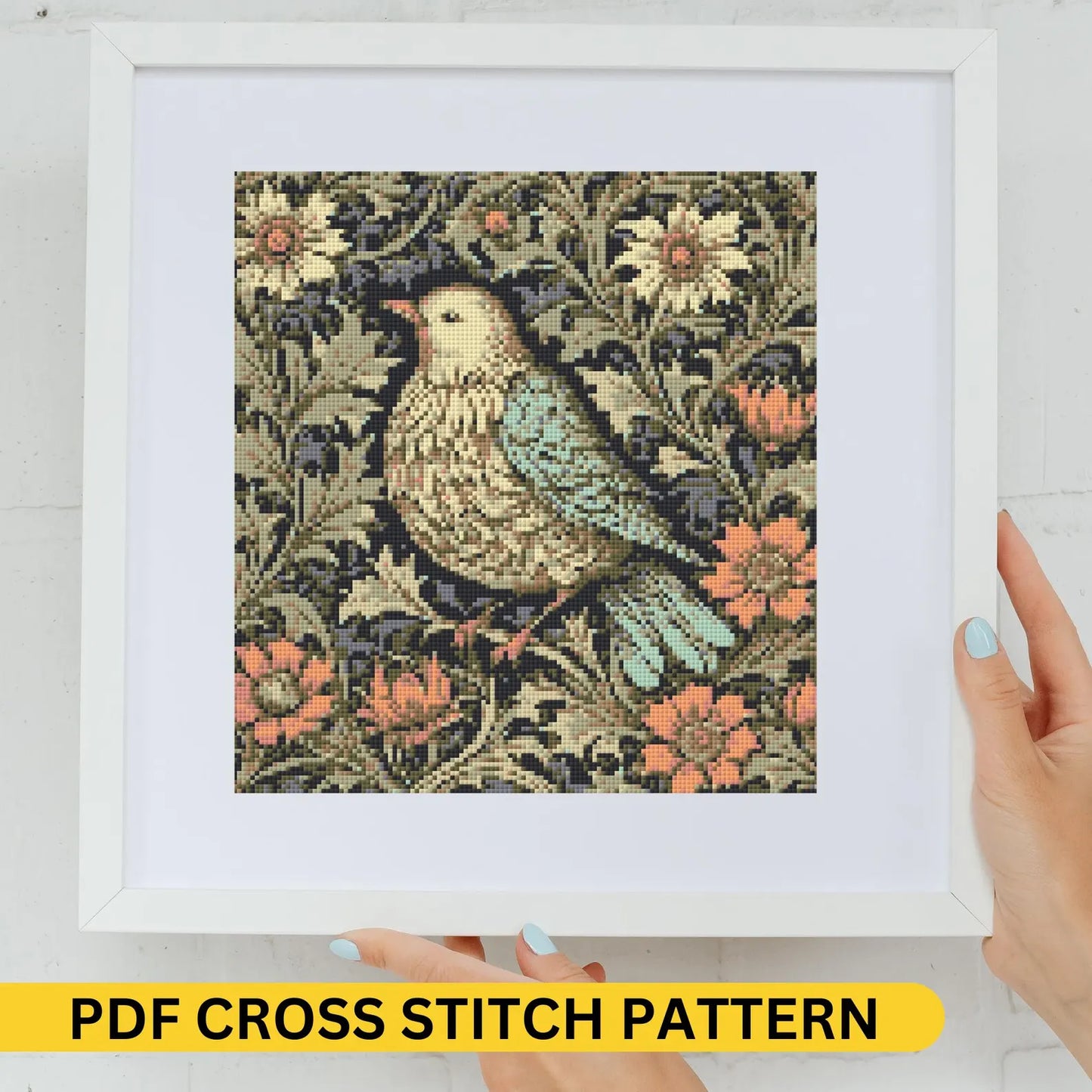 William Morris Birds wallpaper Floral Design Cross Stitch Pattern Morris Cross Stitch Pdf Famous Painting Floral Embroidery