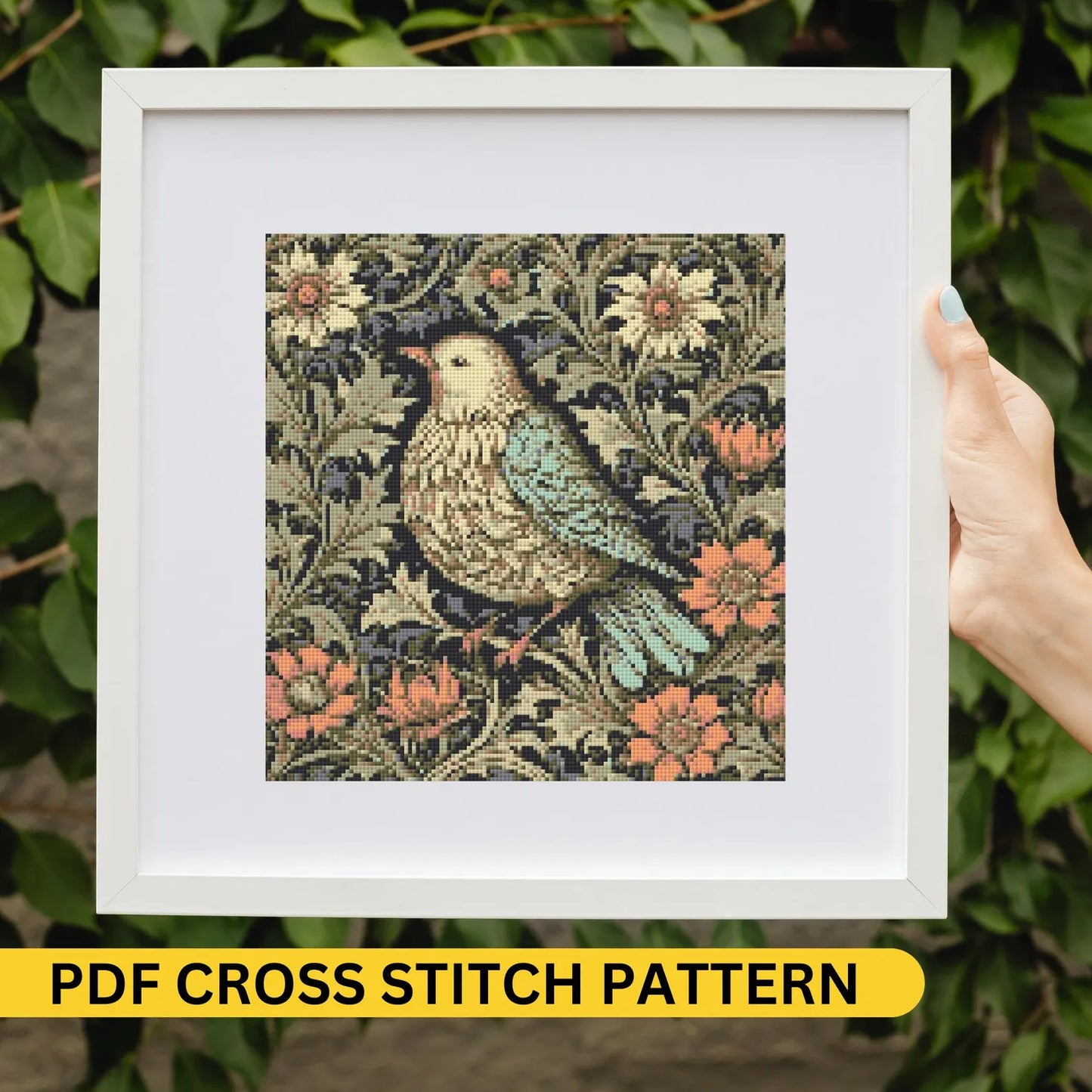 William Morris Birds wallpaper Floral Design Cross Stitch Pattern Morris Cross Stitch Pdf Famous Painting Floral Embroidery