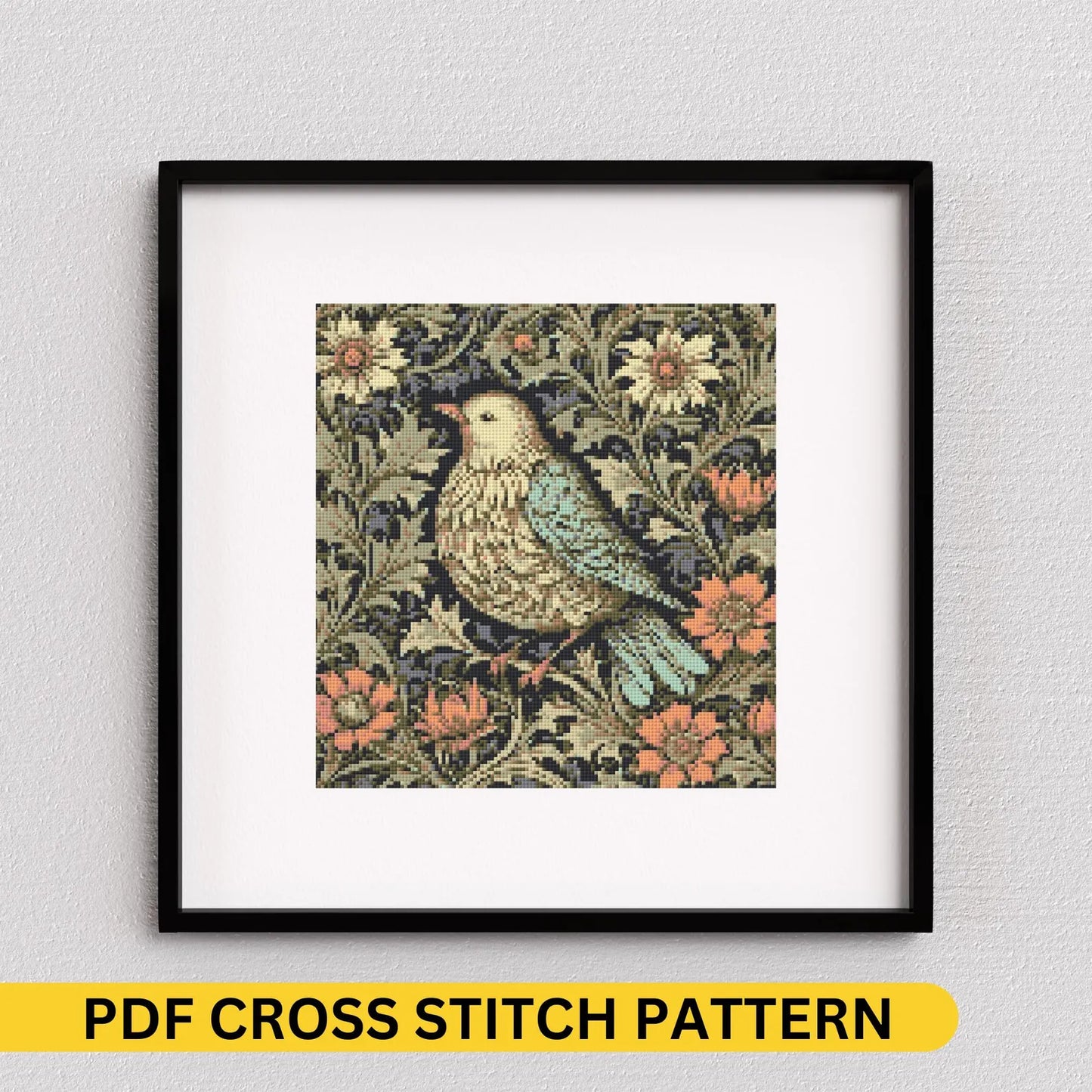 William Morris Birds wallpaper Floral Design Cross Stitch Pattern Morris Cross Stitch Pdf Famous Painting Floral Embroidery