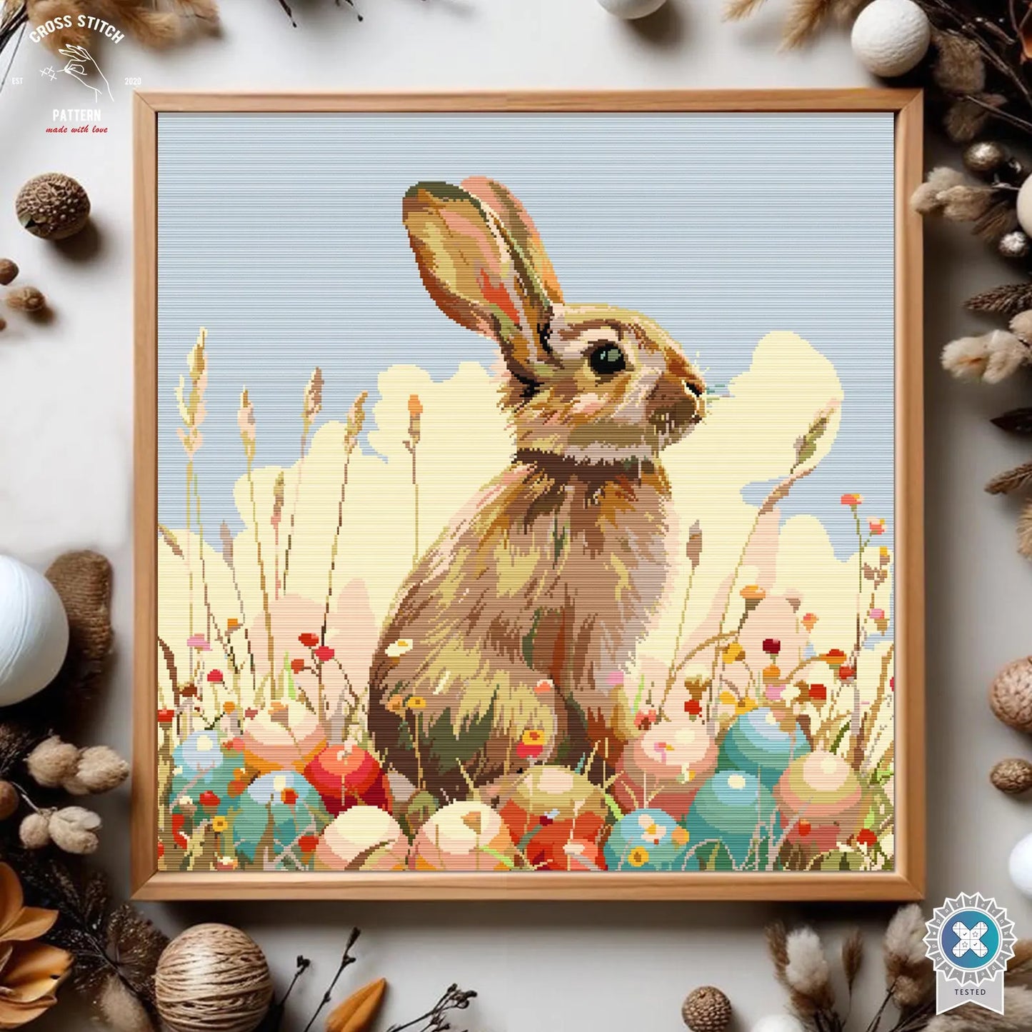 Easter Bunny Cross Stitch Pattern Easter basket embroidery Easter eggs Embroidery Cute Rabbit Easter Decoration cross stitch Easter sunday
