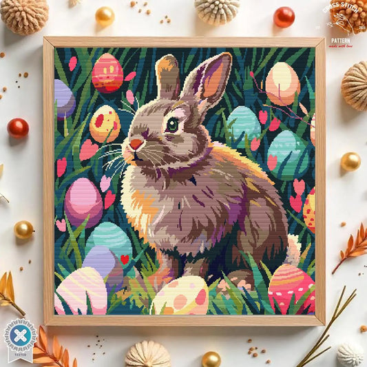 Easter Bunny Cross Stitch Pattern Easter basket embroidery Easter eggs Embroidery Cute Rabbit Easter Decoration cross stitch Easter sunday