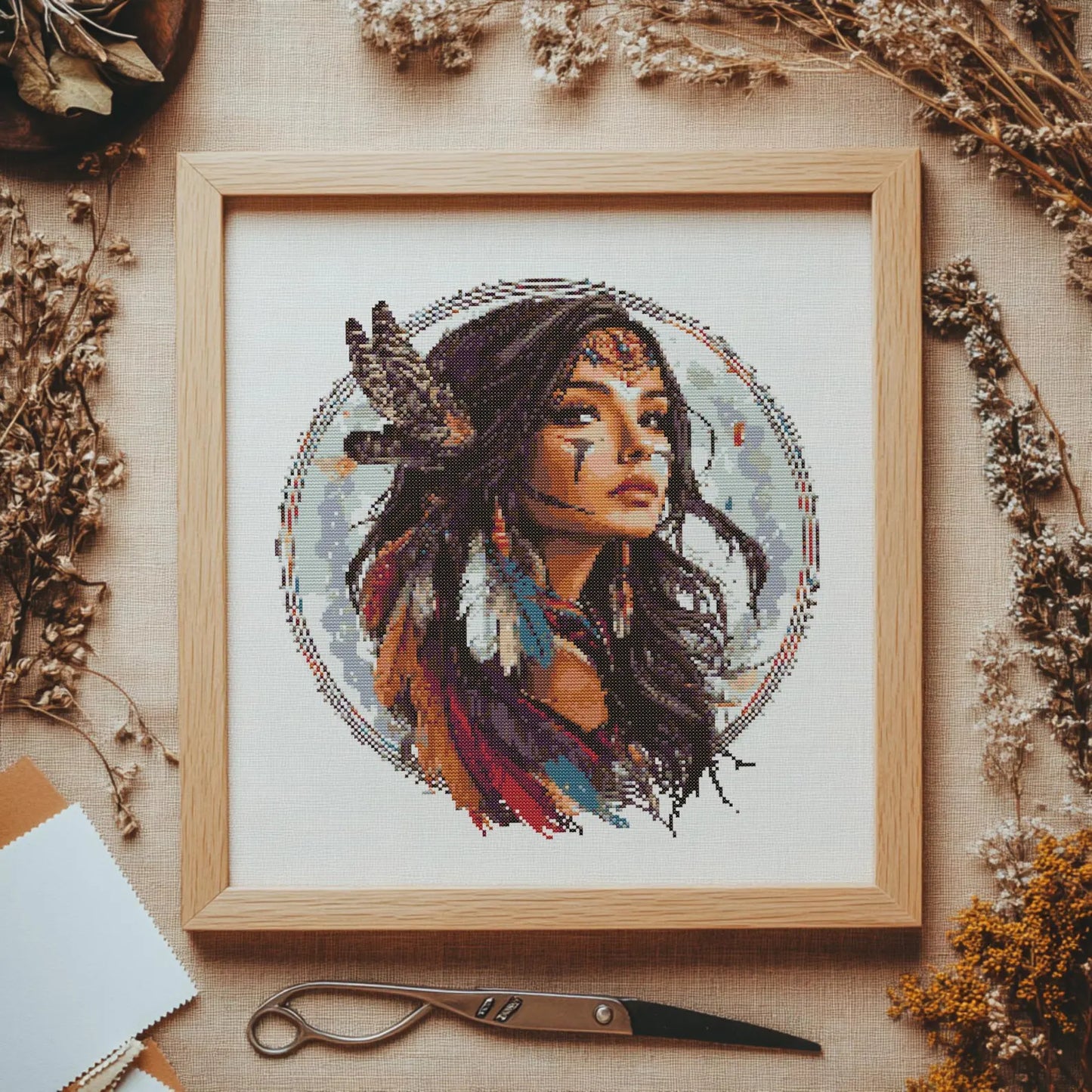 Native girl Cross stitch Pattern, Girl Cross Stitch, Cross Stitch Pattern, cross stitch kit, PDF Pattern