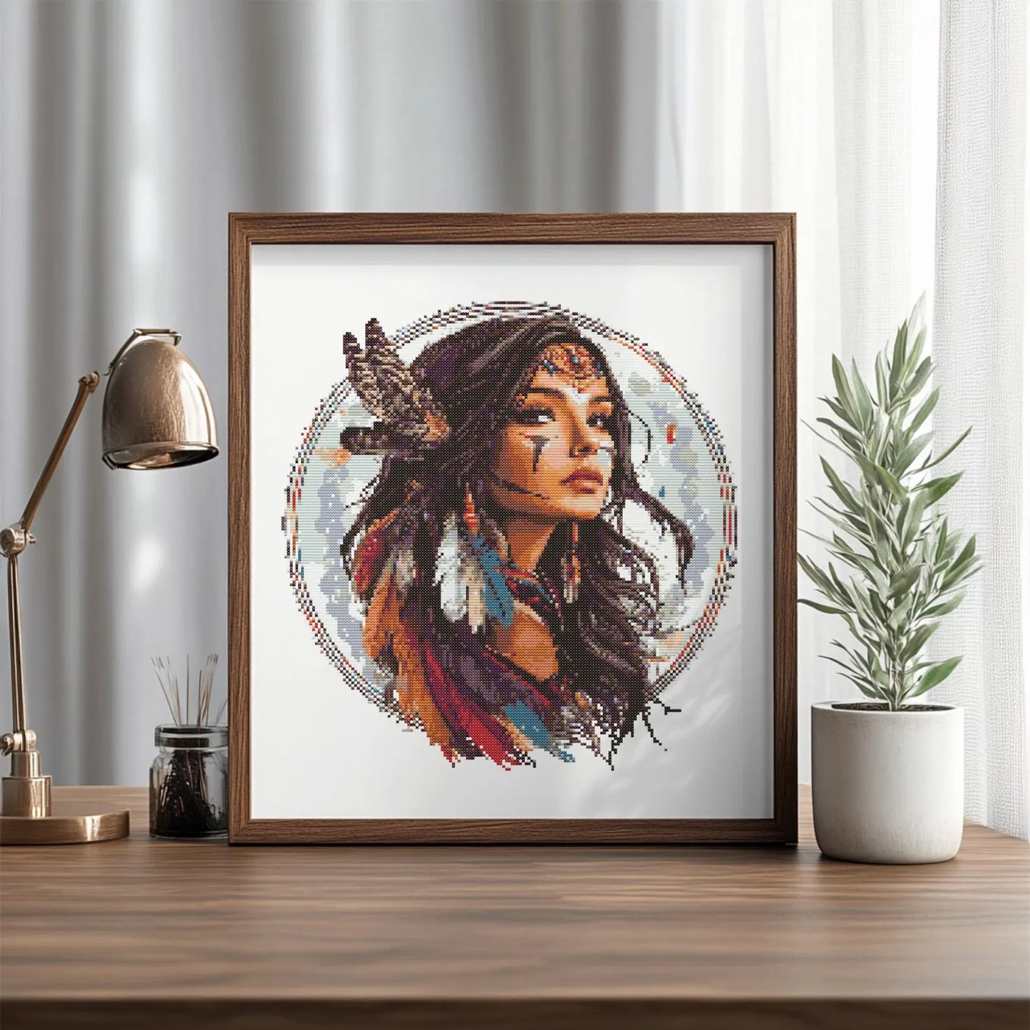 Native girl Cross stitch Pattern, Girl Cross Stitch, Cross Stitch Pattern, cross stitch kit, PDF Pattern