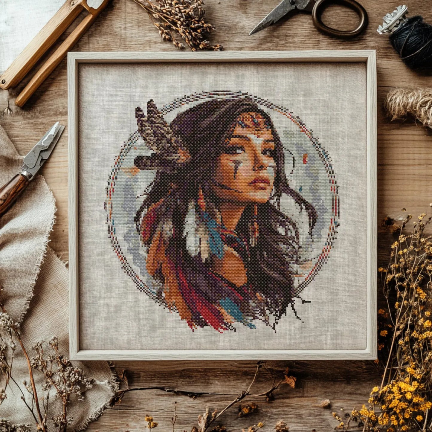 Native girl Cross stitch Pattern, Girl Cross Stitch, Cross Stitch Pattern, cross stitch kit, PDF Pattern