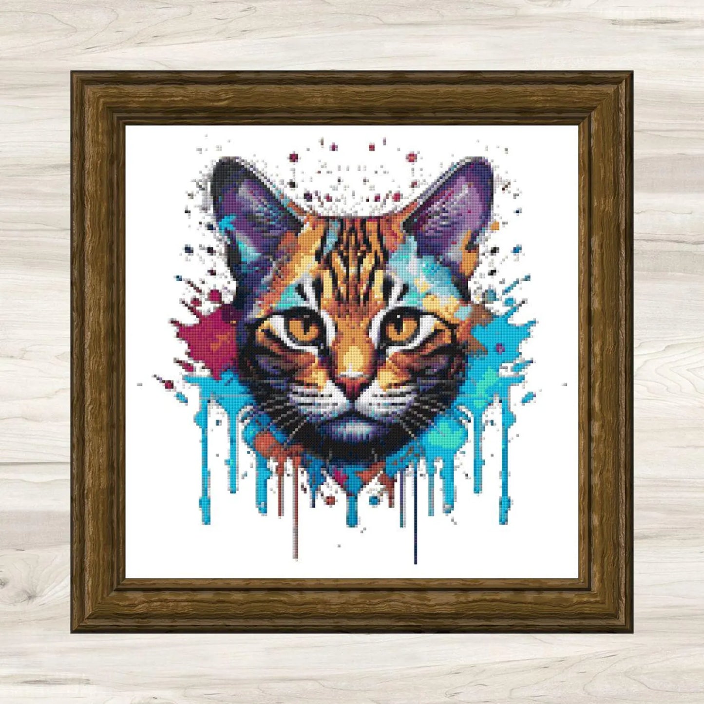 Cross Stitch Pattern: Splatter Cat Art Motif 1 - PDF Instant Download