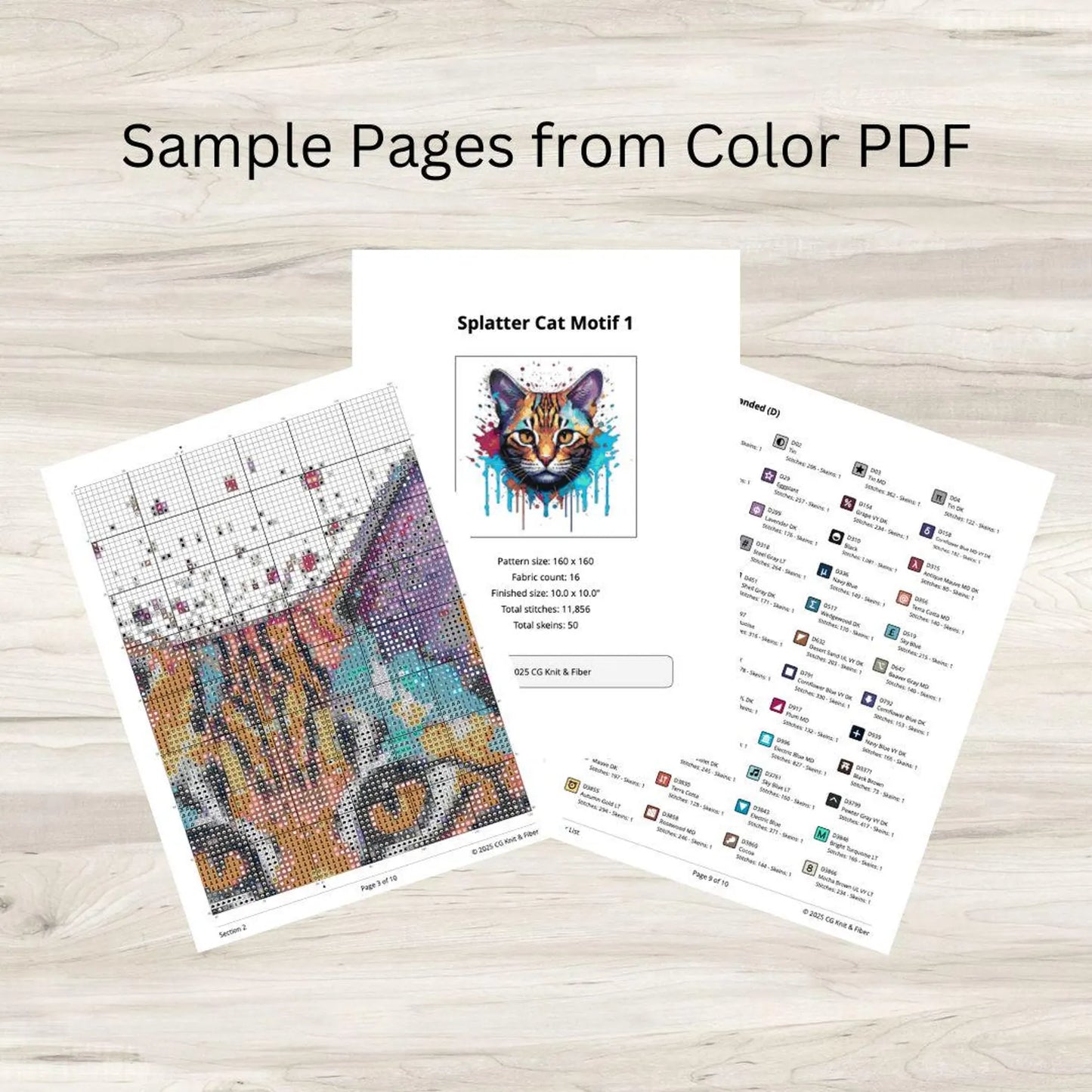 Cross Stitch Pattern: Splatter Cat Art Motif 1 - PDF Instant Download