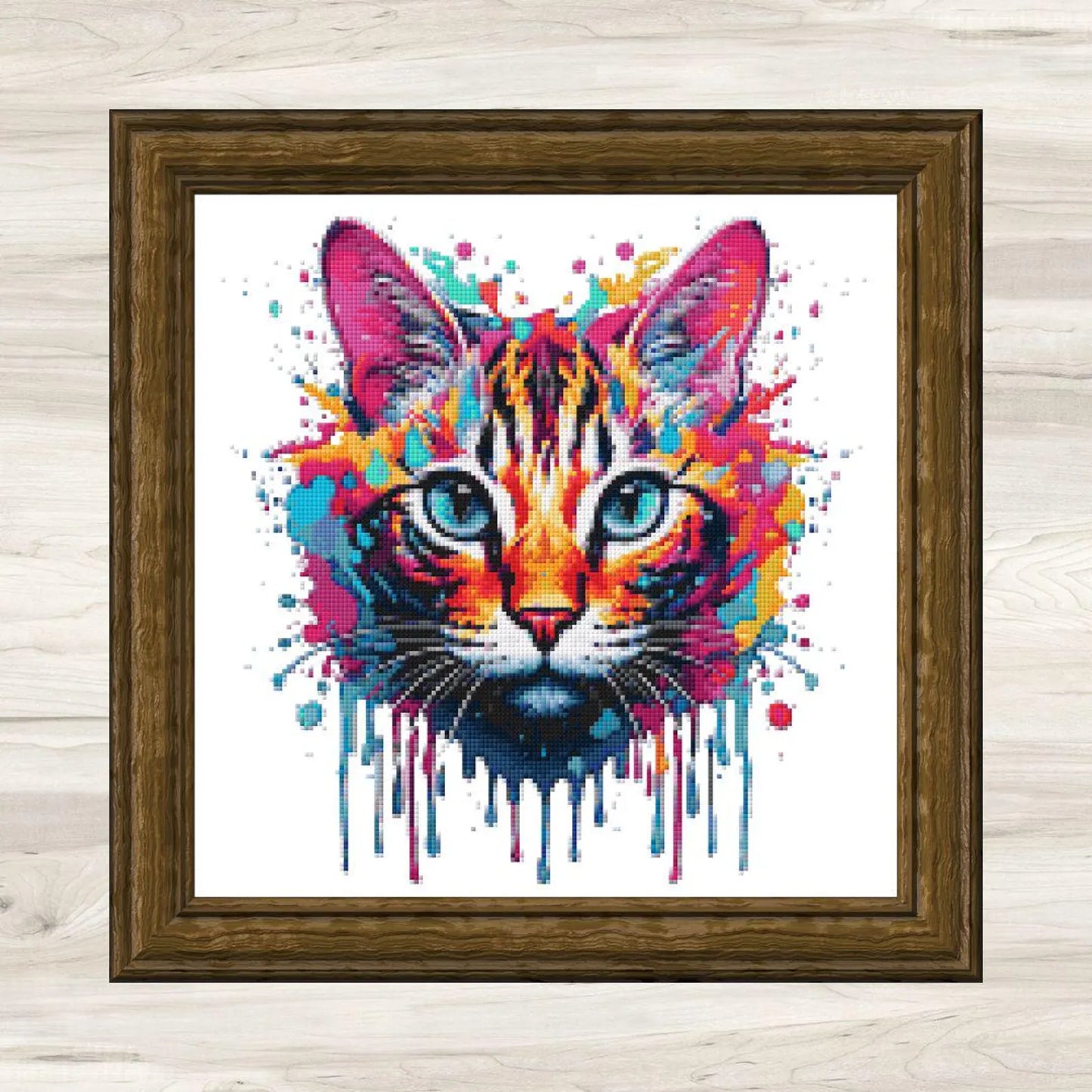 Cross Stitch Pattern: Splatter Cat Art Motif 3 - PDF Instant Download