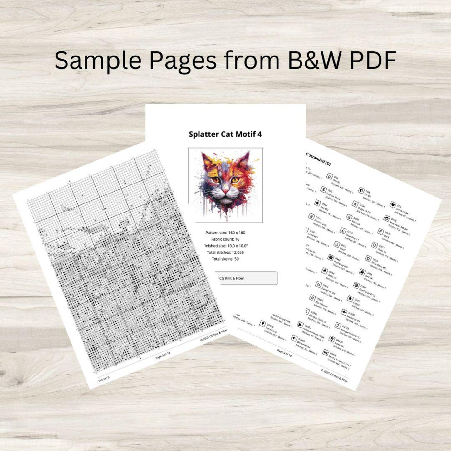 Cross Stitch Pattern: Splatter Cat Art Motif 4 - PDF Instant Download