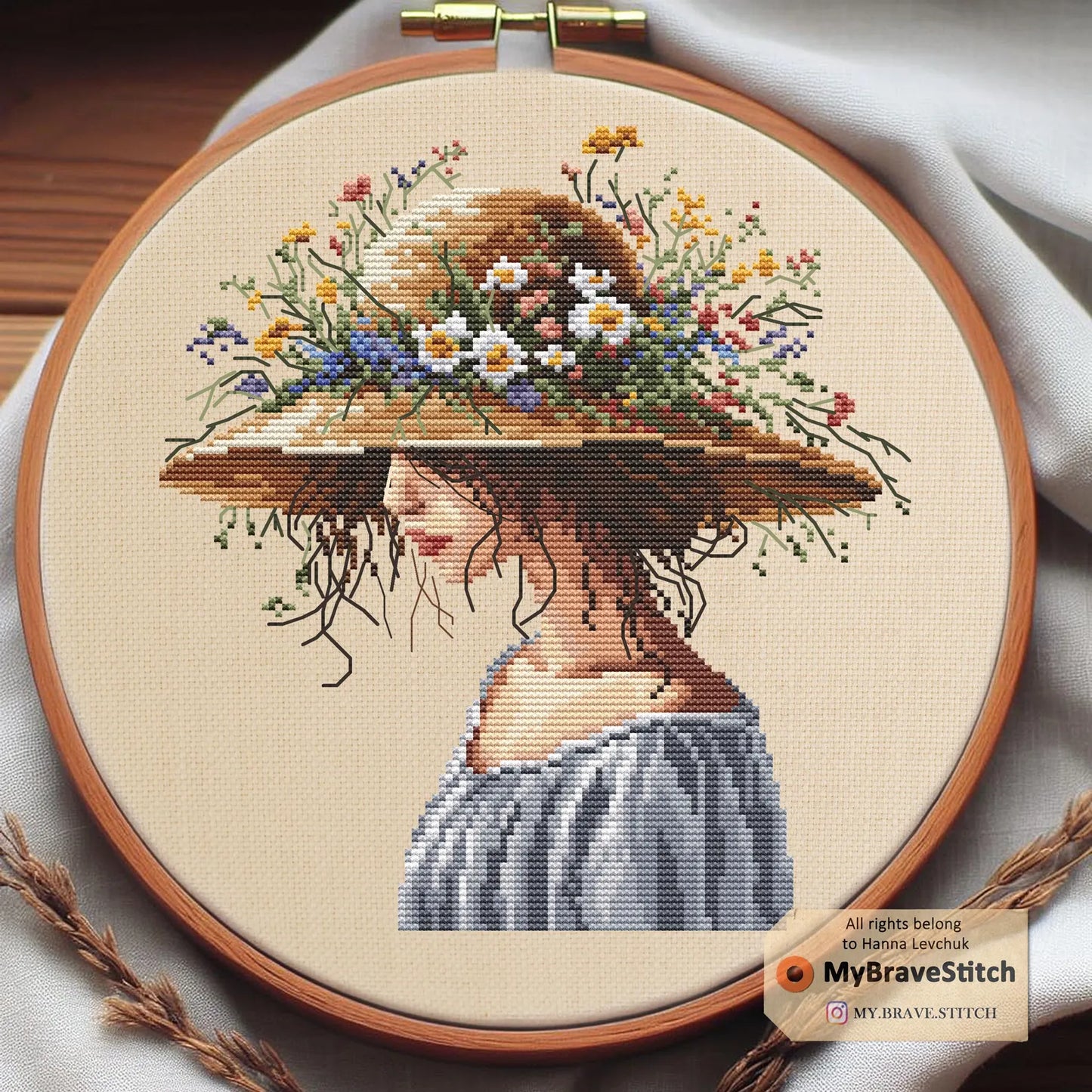 Girl in a hat Cross Stitch, Cross Stitch Pattern, Girl cross stitch, punto de cruz, point de croix, count cross stitch pattern