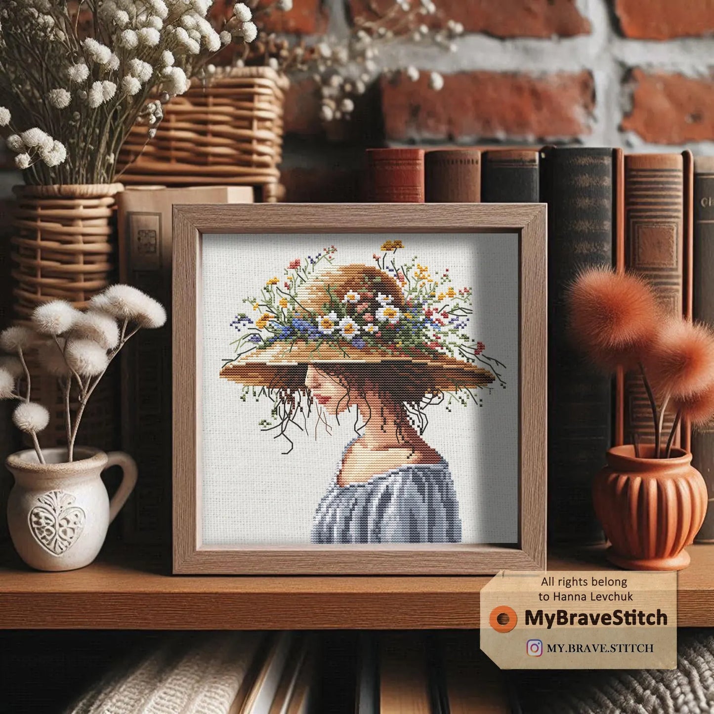 Girl in a hat Cross Stitch, Cross Stitch Pattern, Girl cross stitch, punto de cruz, point de croix, count cross stitch pattern