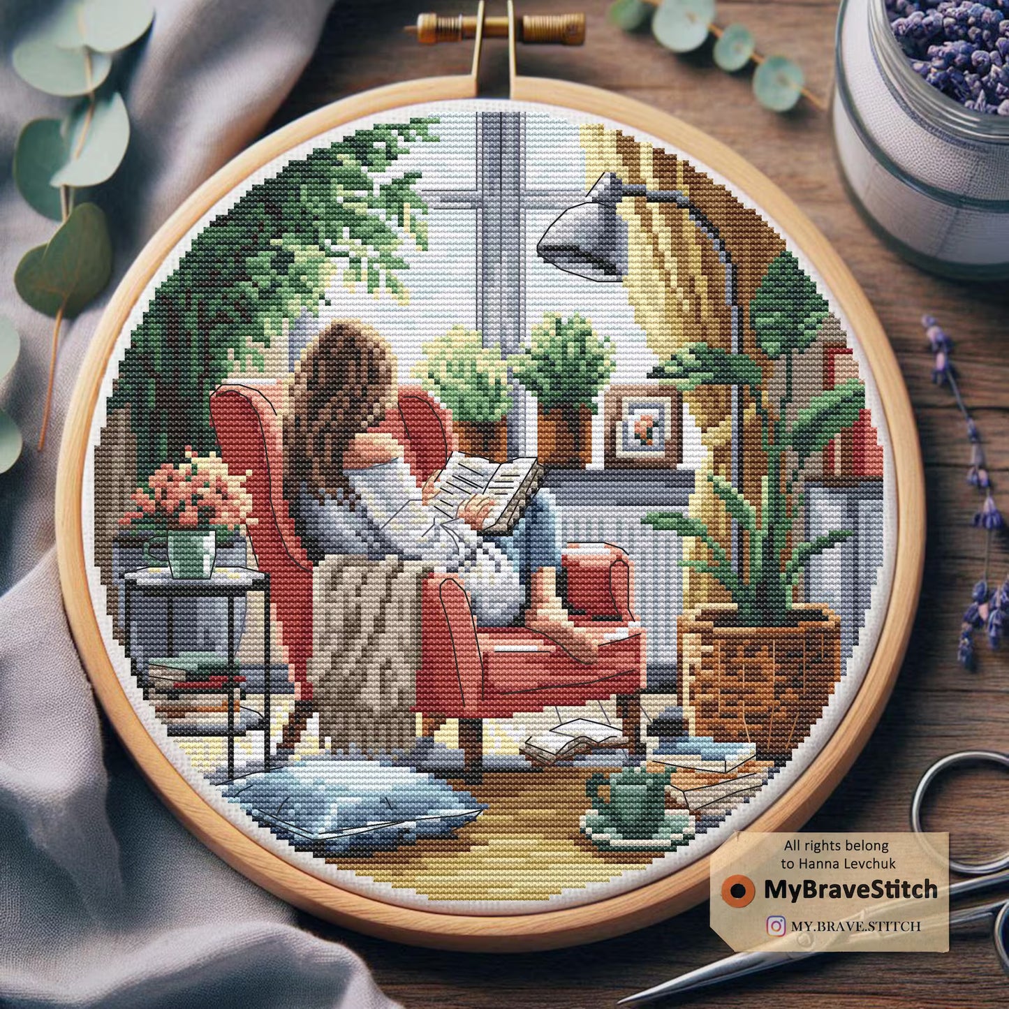 Cozy Reading Girl Cross Stitch Pattern, Cross stitch, punto de cruz, point de croix, crossstitch pattern, cross stitch pattern pdf
