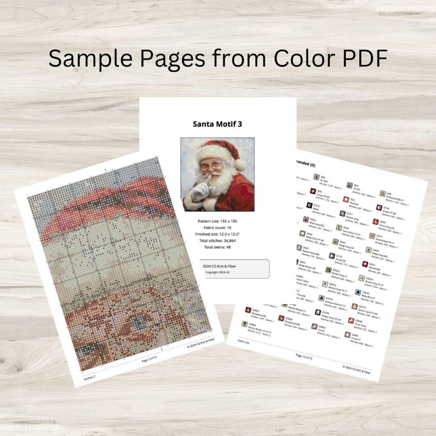 Cross Stitch Pattern: Vintage Santa Claus Motif 3 PDF Instant Download