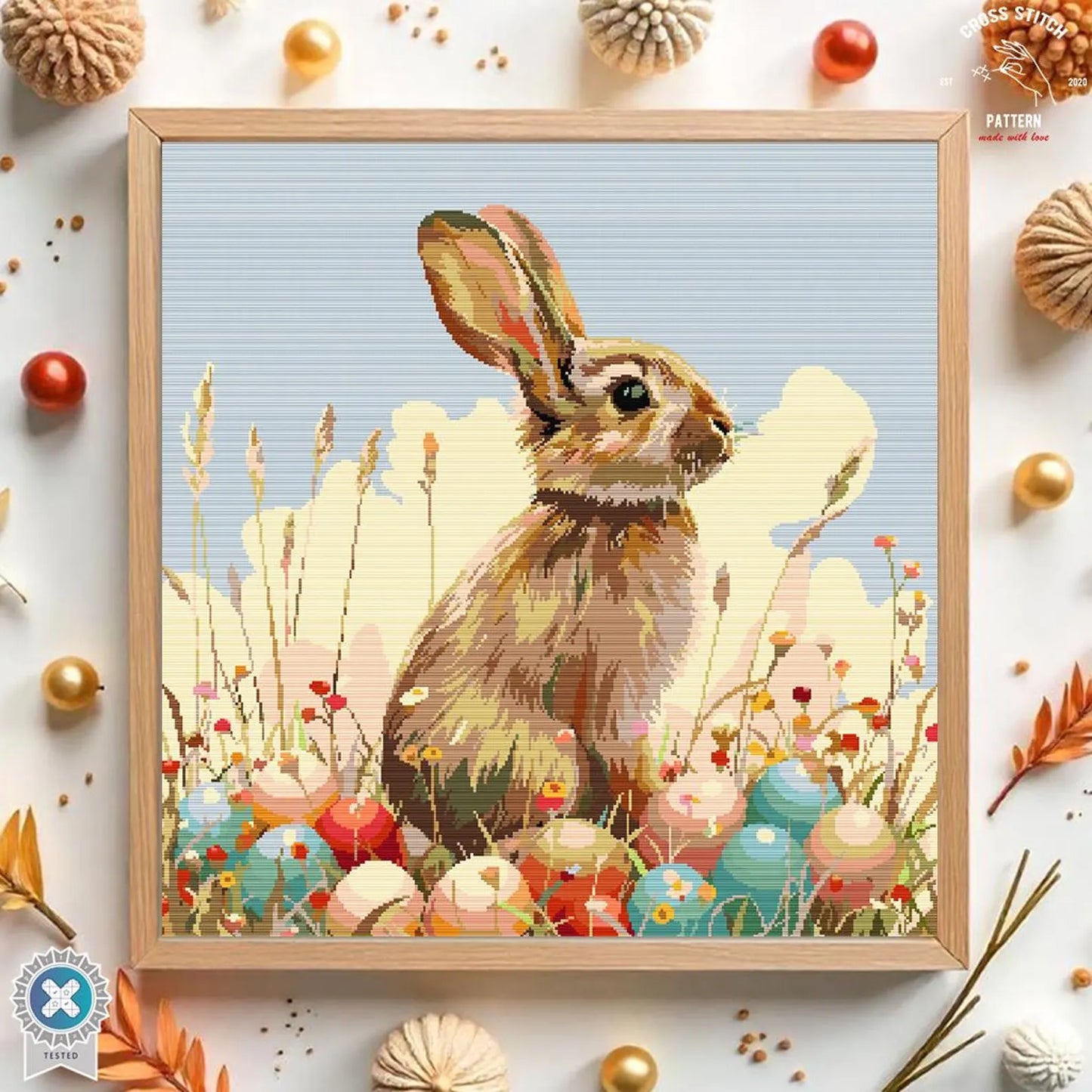 Easter Bunny Cross Stitch Pattern Easter basket embroidery Easter eggs Embroidery Cute Rabbit Easter Decoration cross stitch Easter sunday