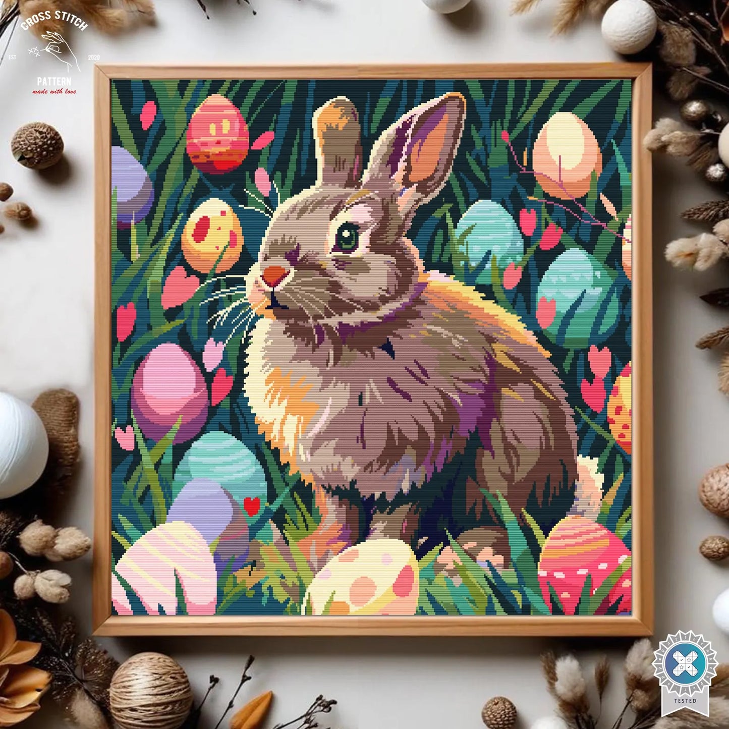 Easter Bunny Cross Stitch Pattern Easter basket embroidery Easter eggs Embroidery Cute Rabbit Easter Decoration cross stitch Easter sunday