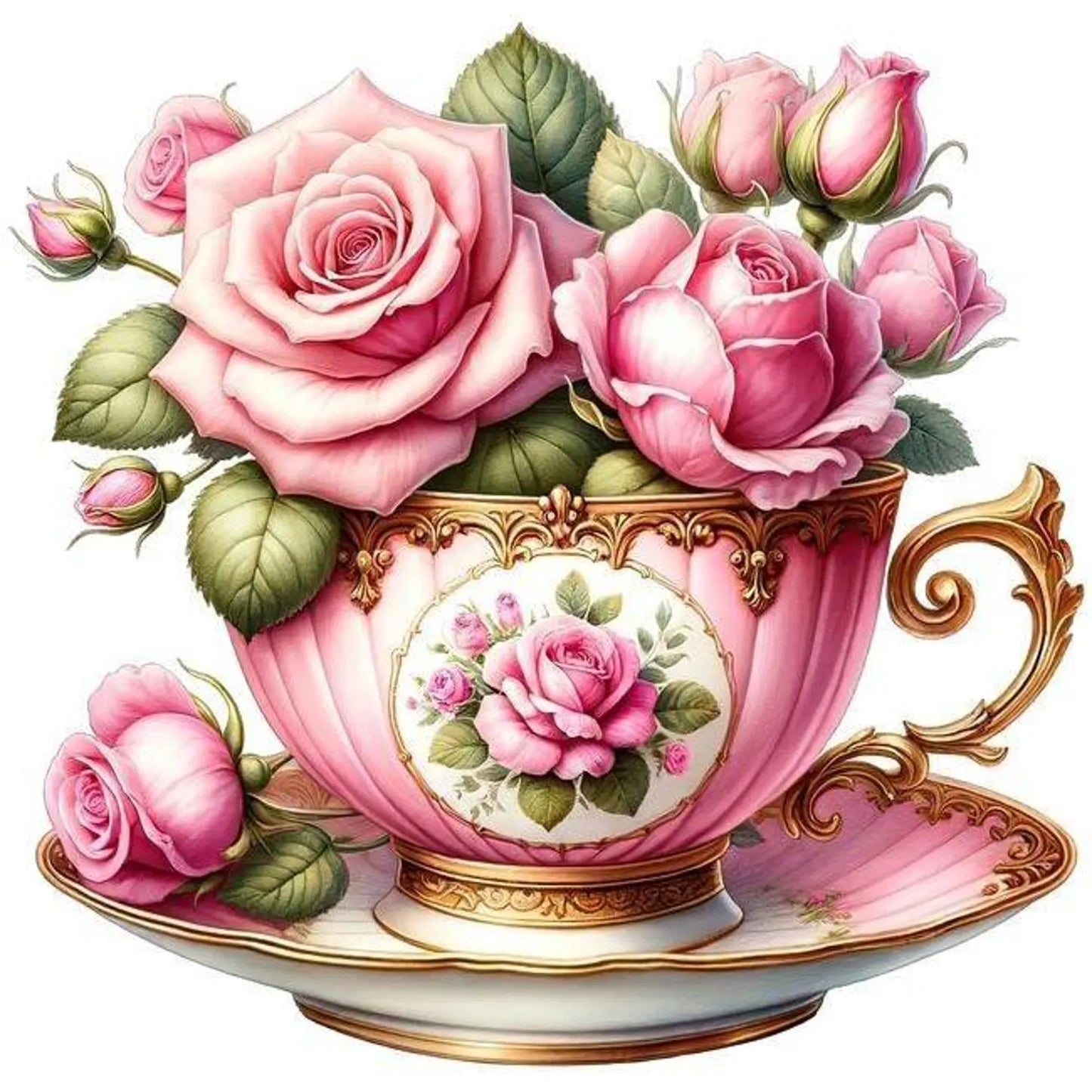 Blooming Tea Cup Cross Stitch Pattern Pattern Bouquet of roses Kitchen Still Life Modern Decor Pattern Embroidery Needlepoint chart PDF