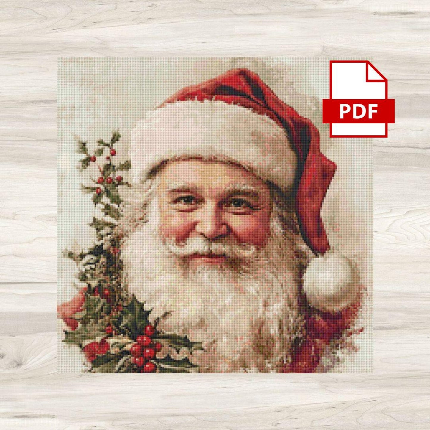 Cross Stitch Pattern: Vintage Santa Claus Motif 7 - PDF Instant Download