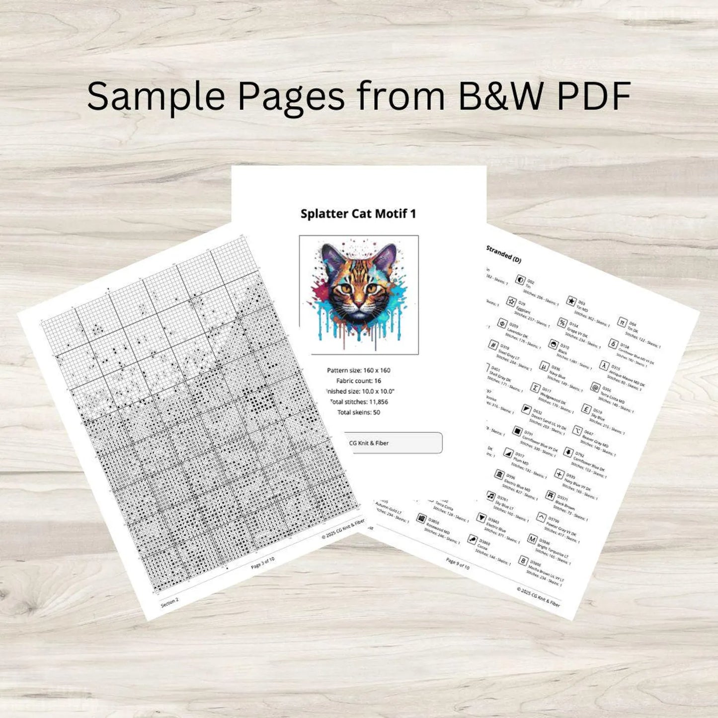 Cross Stitch Pattern: Splatter Cat Art Motif 1 - PDF Instant Download