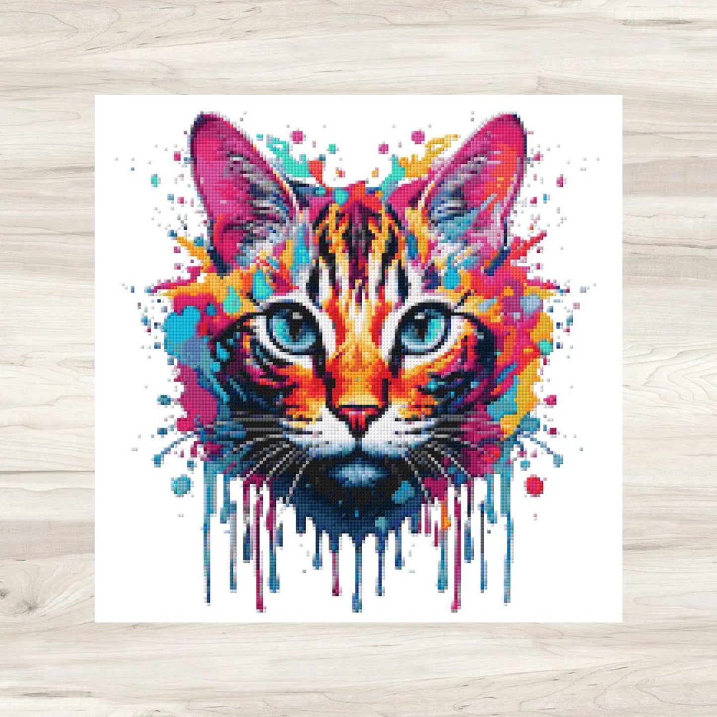 Cross Stitch Pattern: Splatter Cat Art Motif 3 - PDF Instant Download