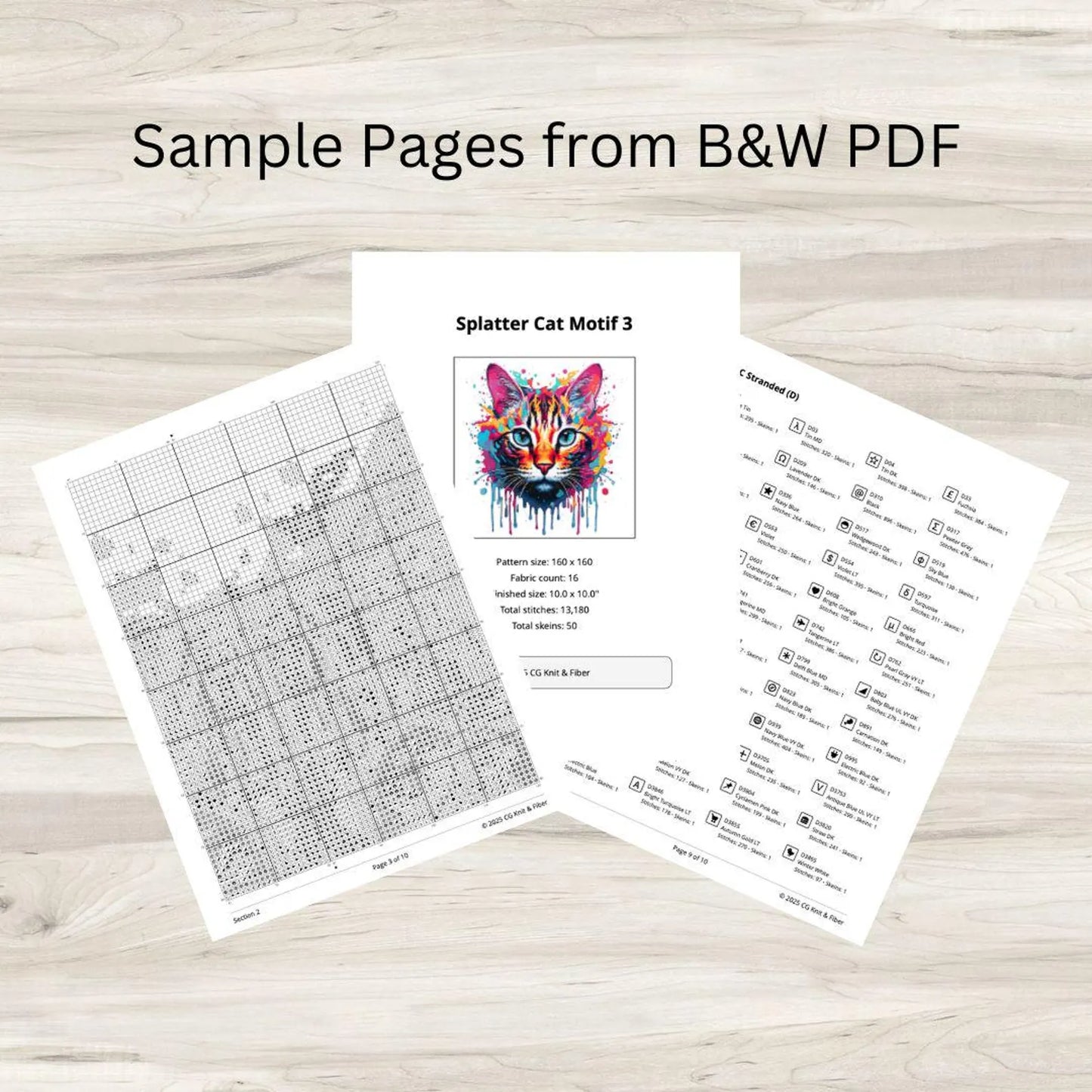 Cross Stitch Pattern: Splatter Cat Art Motif 3 - PDF Instant Download