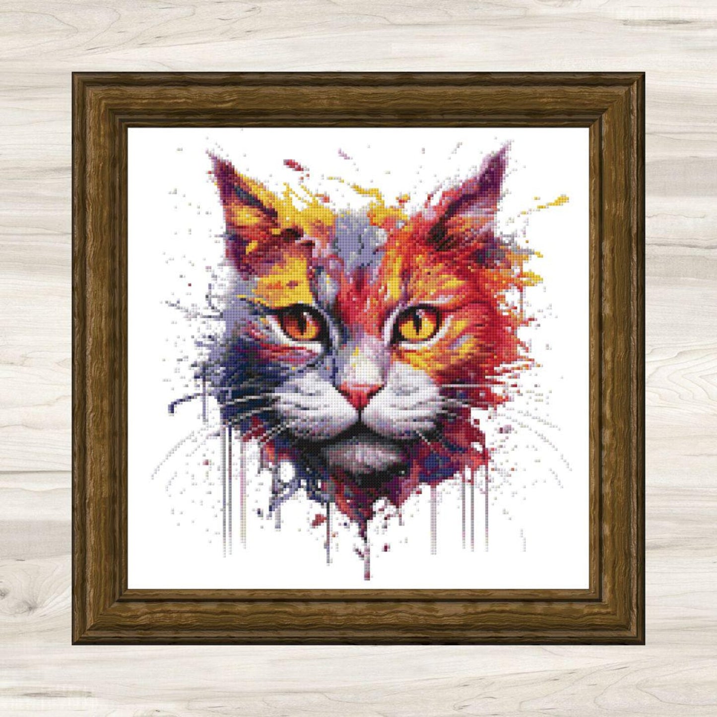Cross Stitch Pattern: Splatter Cat Art Motif 4 - PDF Instant Download