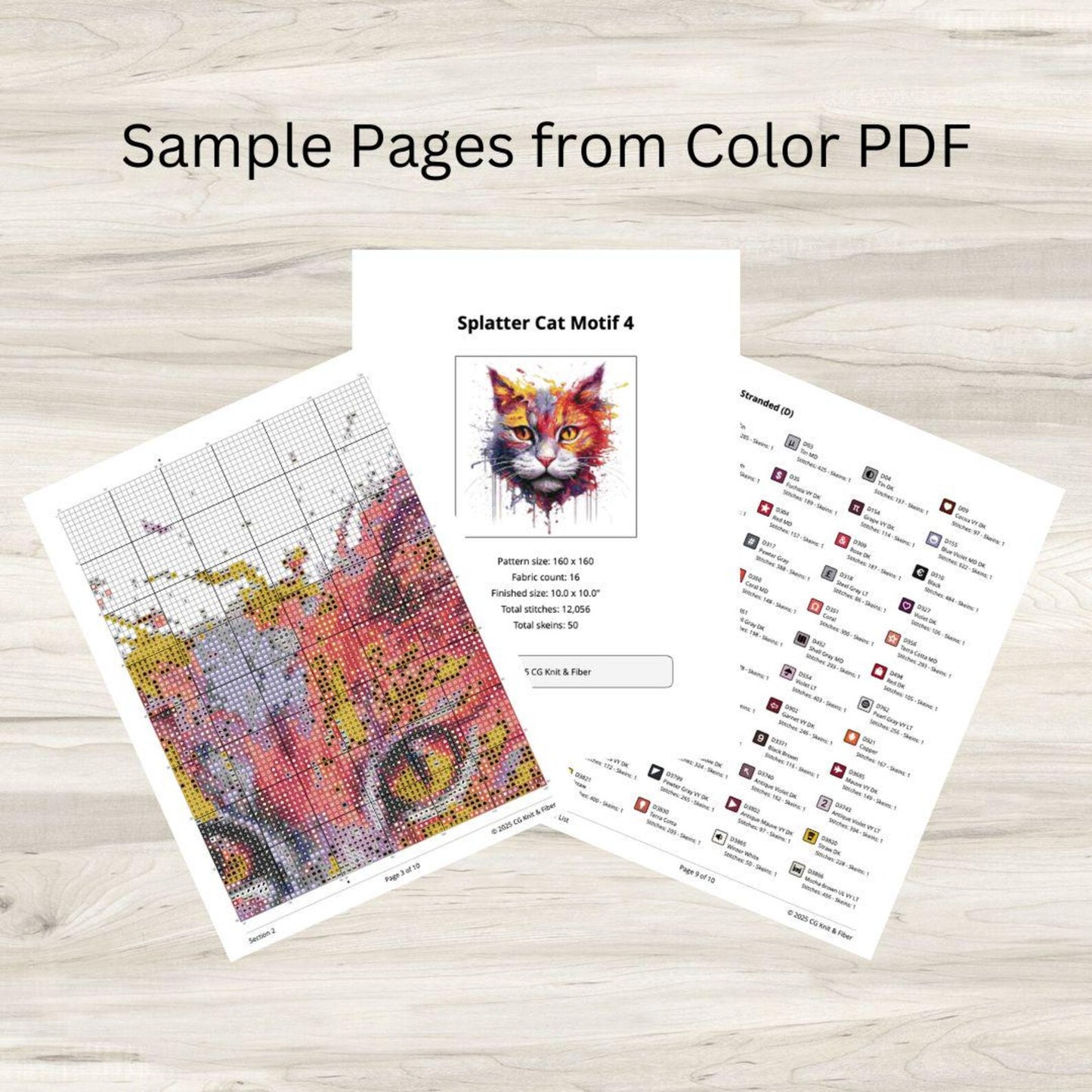 Cross Stitch Pattern: Splatter Cat Art Motif 4 - PDF Instant Download