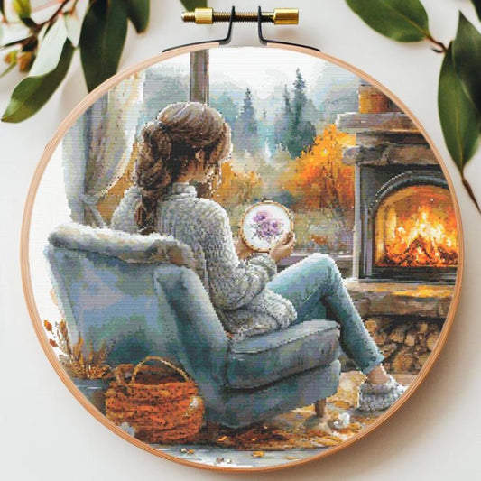 Embroidery Girl Cross Stitch Pattern: "GIRL EMBROIDERY PDF" Sewing machine cross pattern Punto de cruz Modern Cross stitch pattern